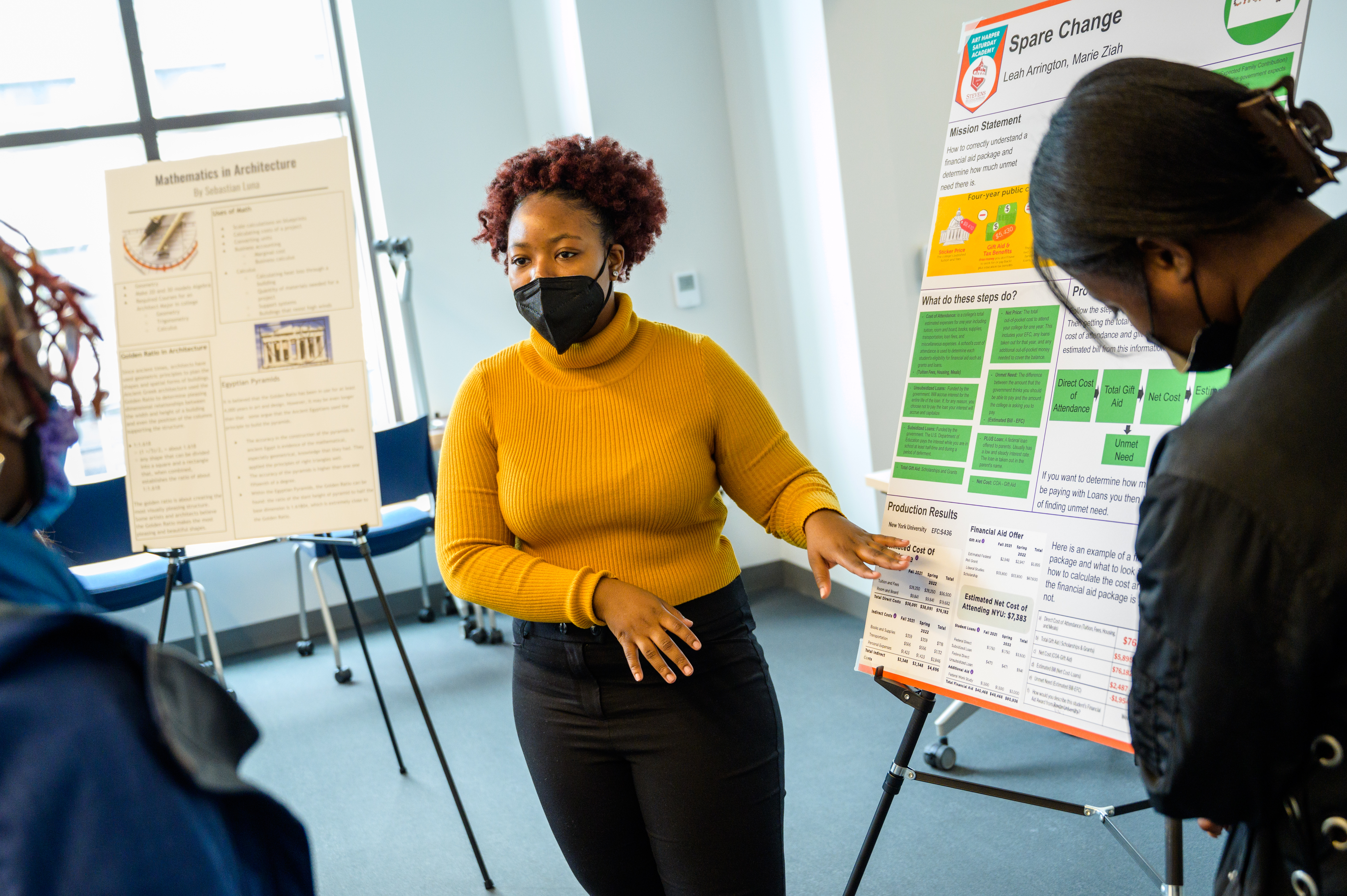 Student presenting research