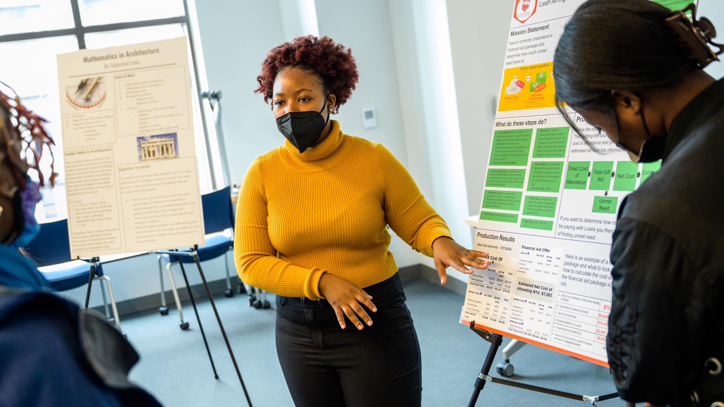 Student presenting research