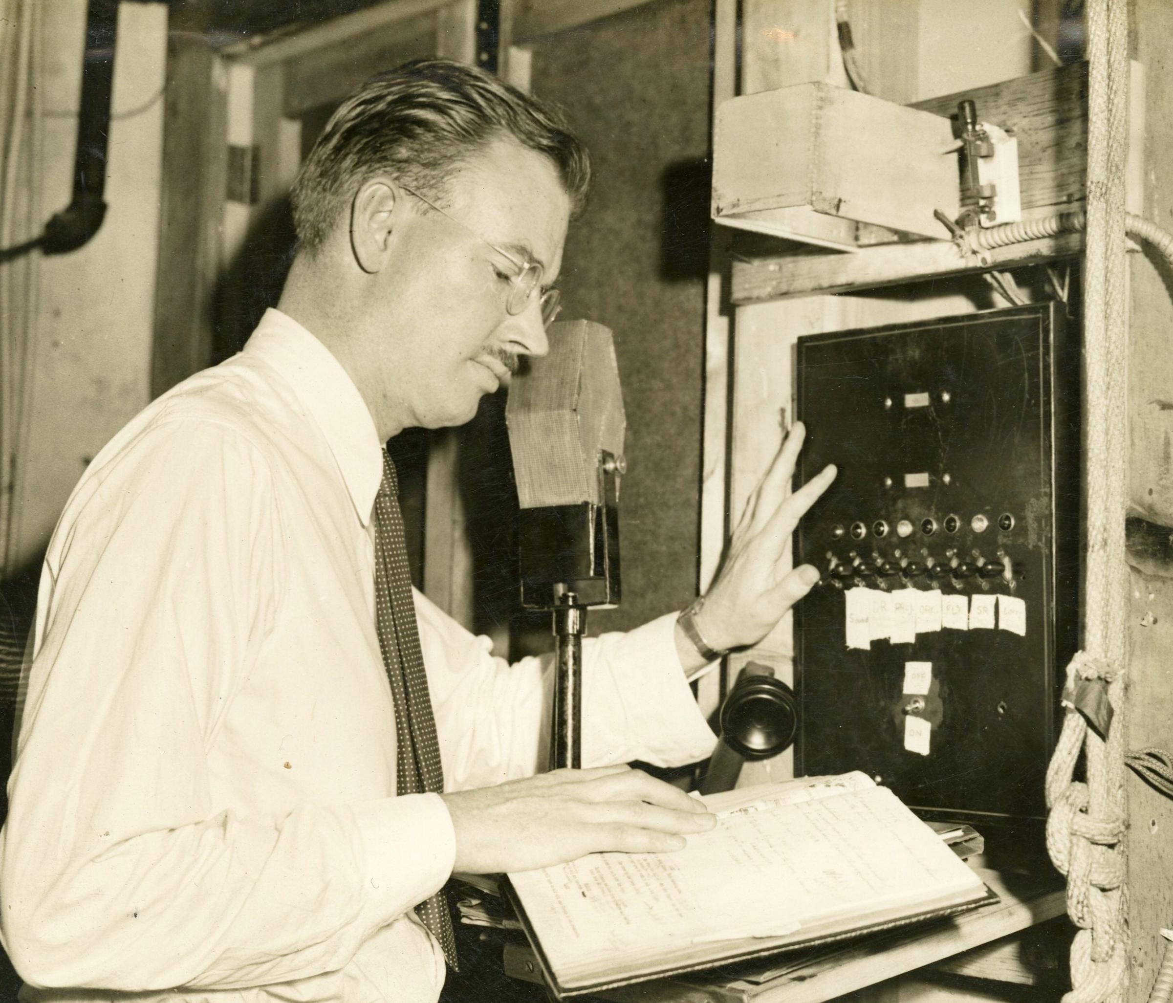 Harold Burris-Meyer’s working on a sound board