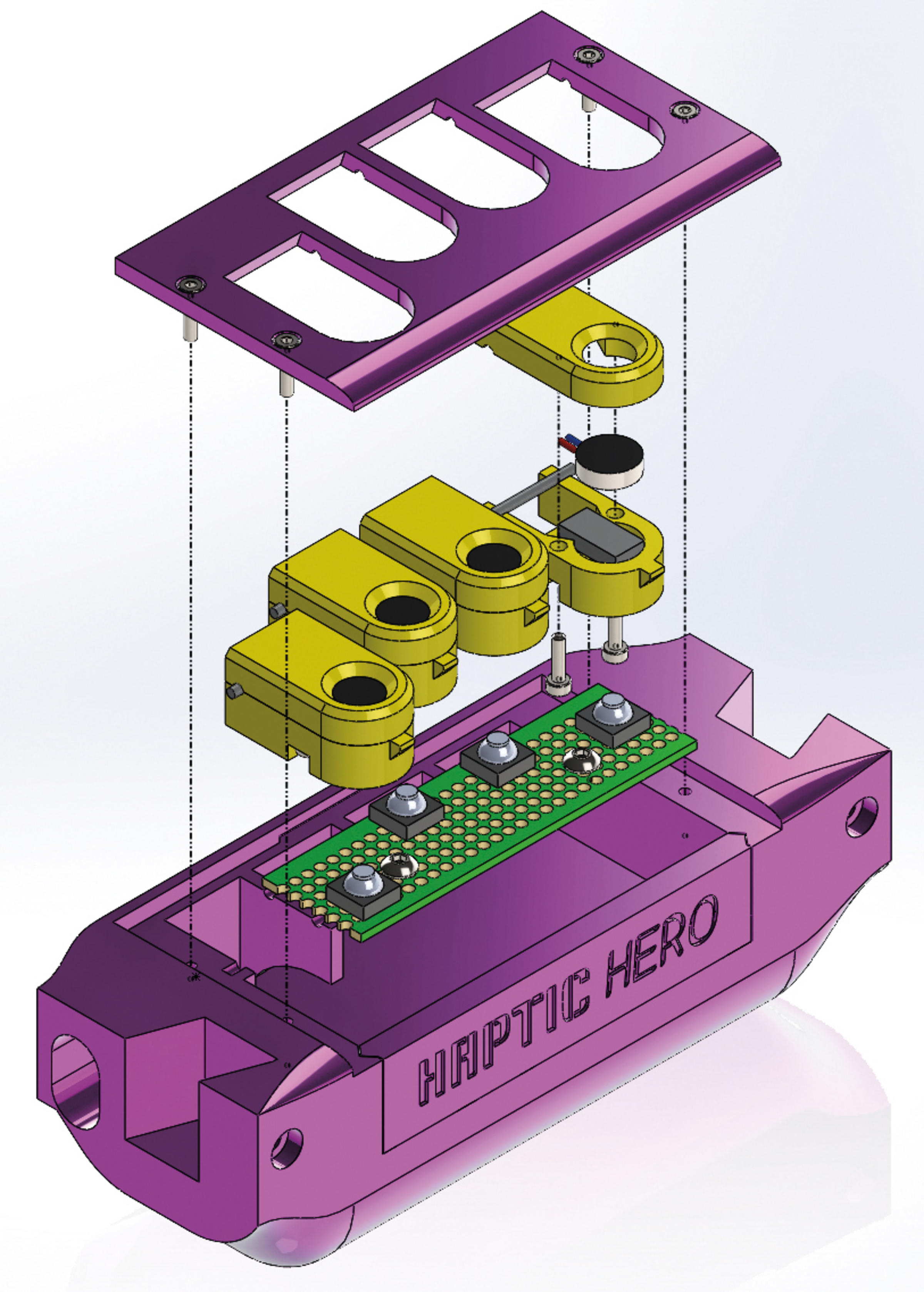 A graphic offers an inside view of a key component of the Haptic Hero game.