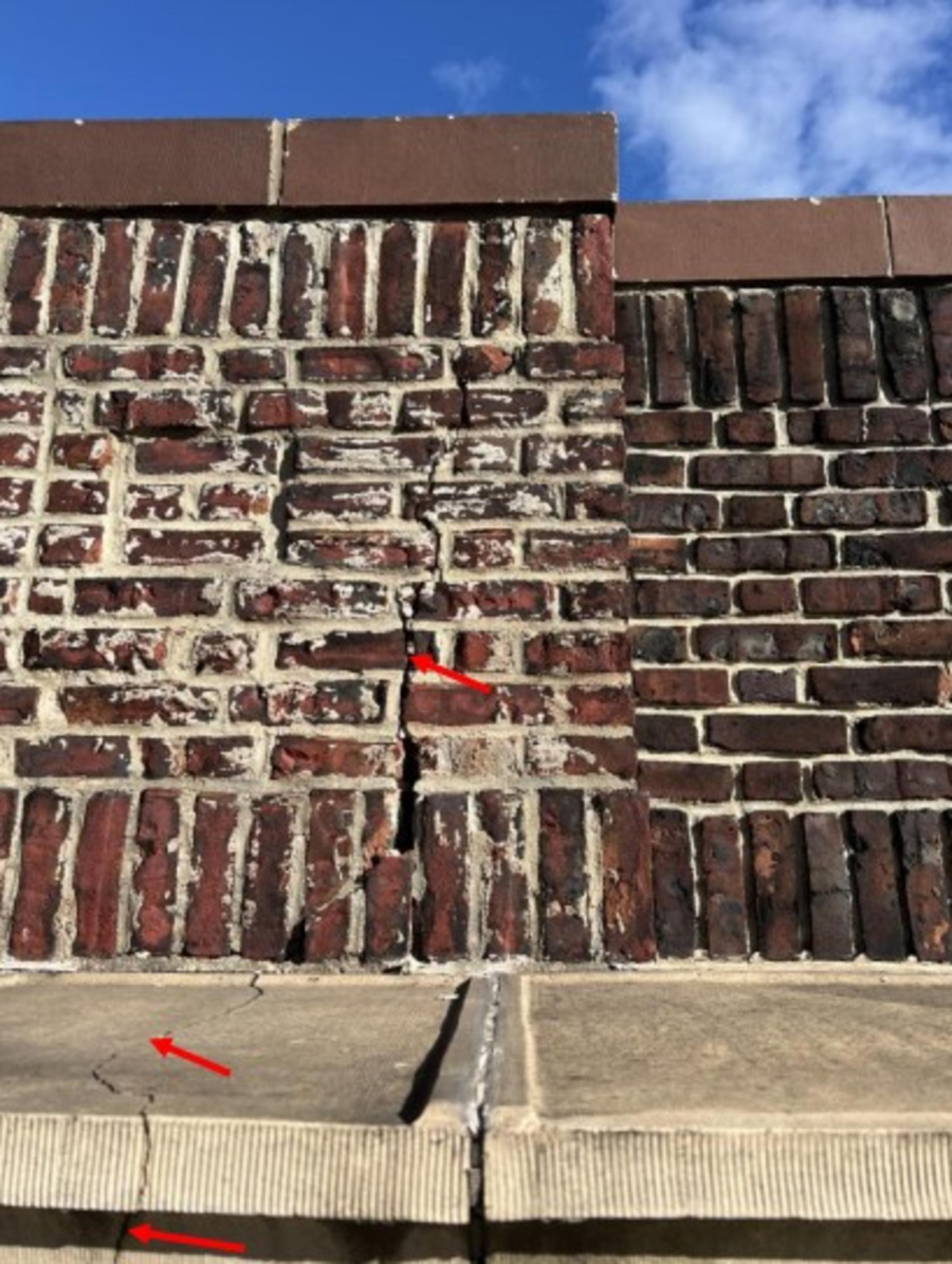 Upper parapet, before restoration