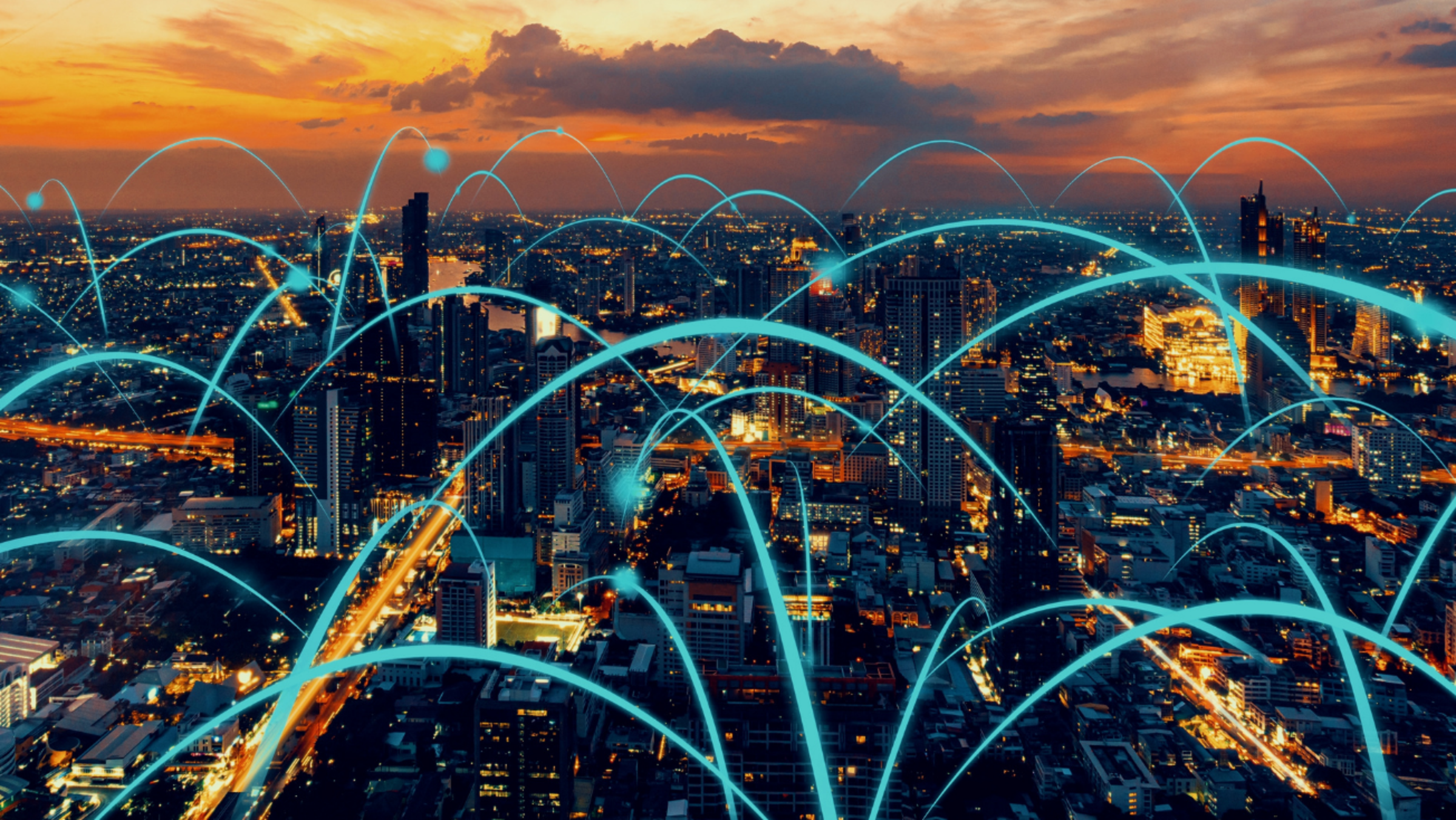 graphic depiction of a smart cityscape.