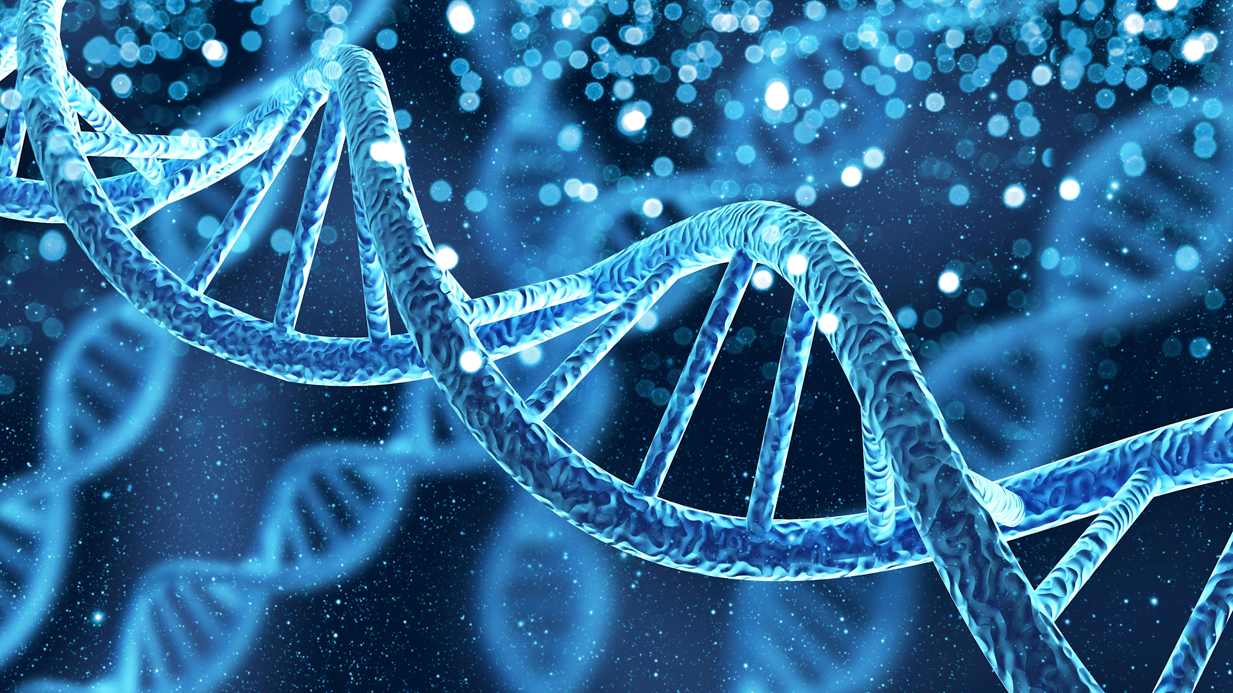 Graphic depiction of DNA double-helix strands