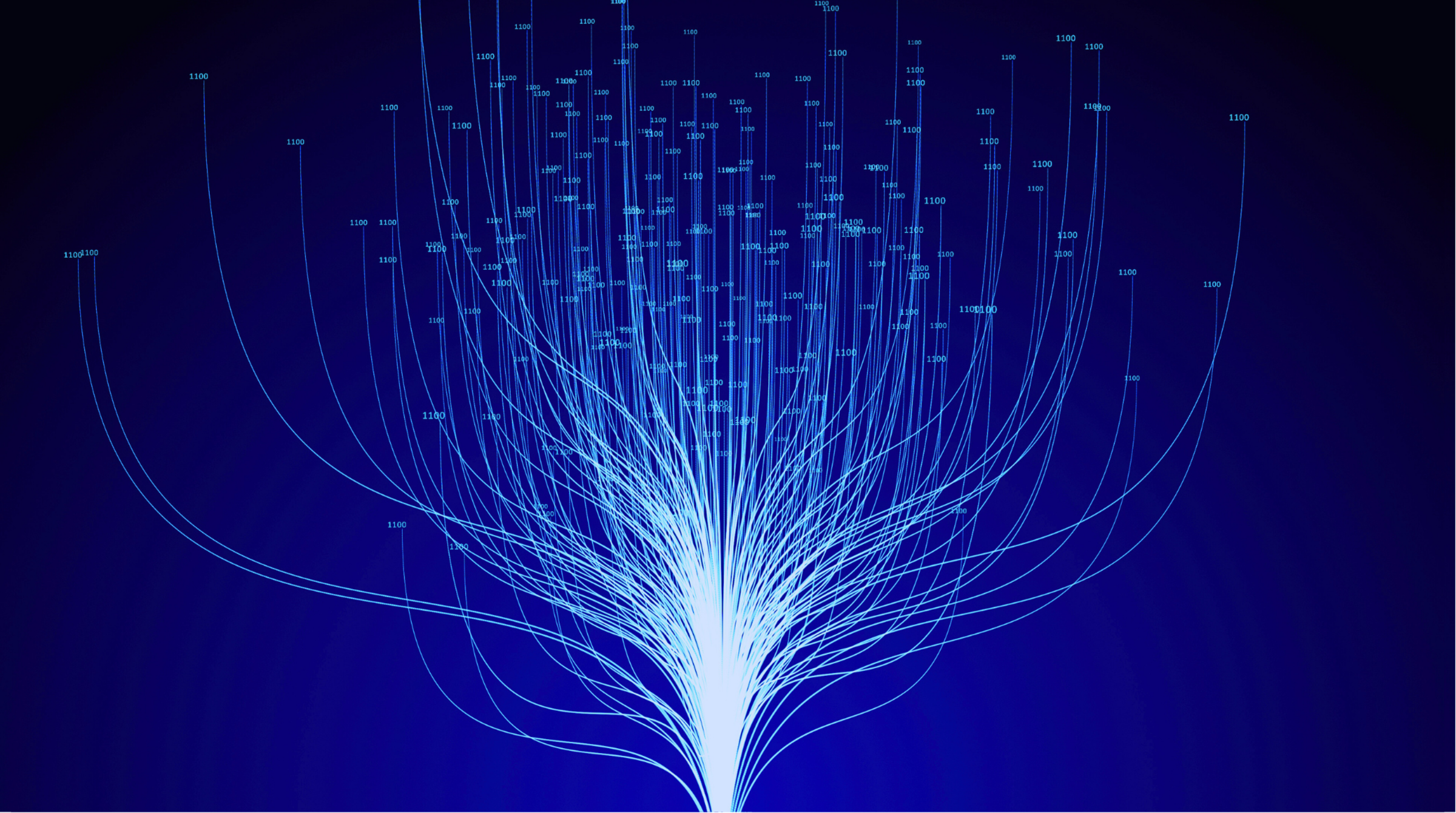 Conceptual futuristic look at information technology of internet of things with multiple tentacle-like threads leading to data points.