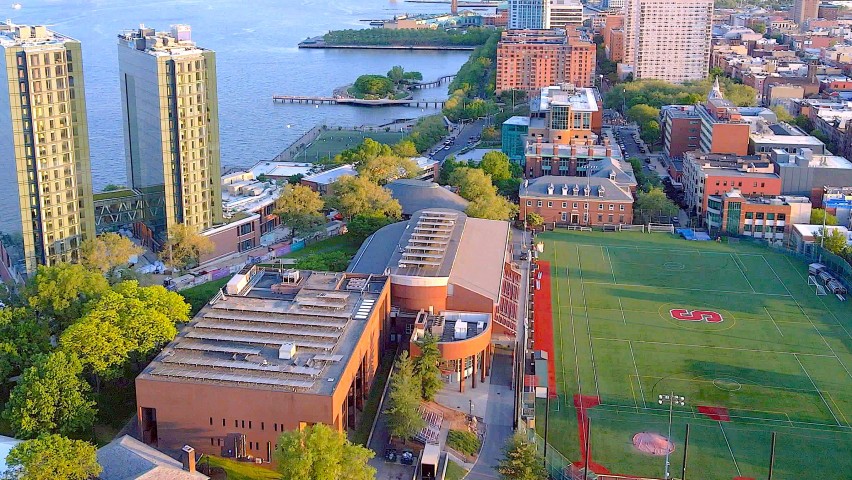Drone shot of the Stevens Campus