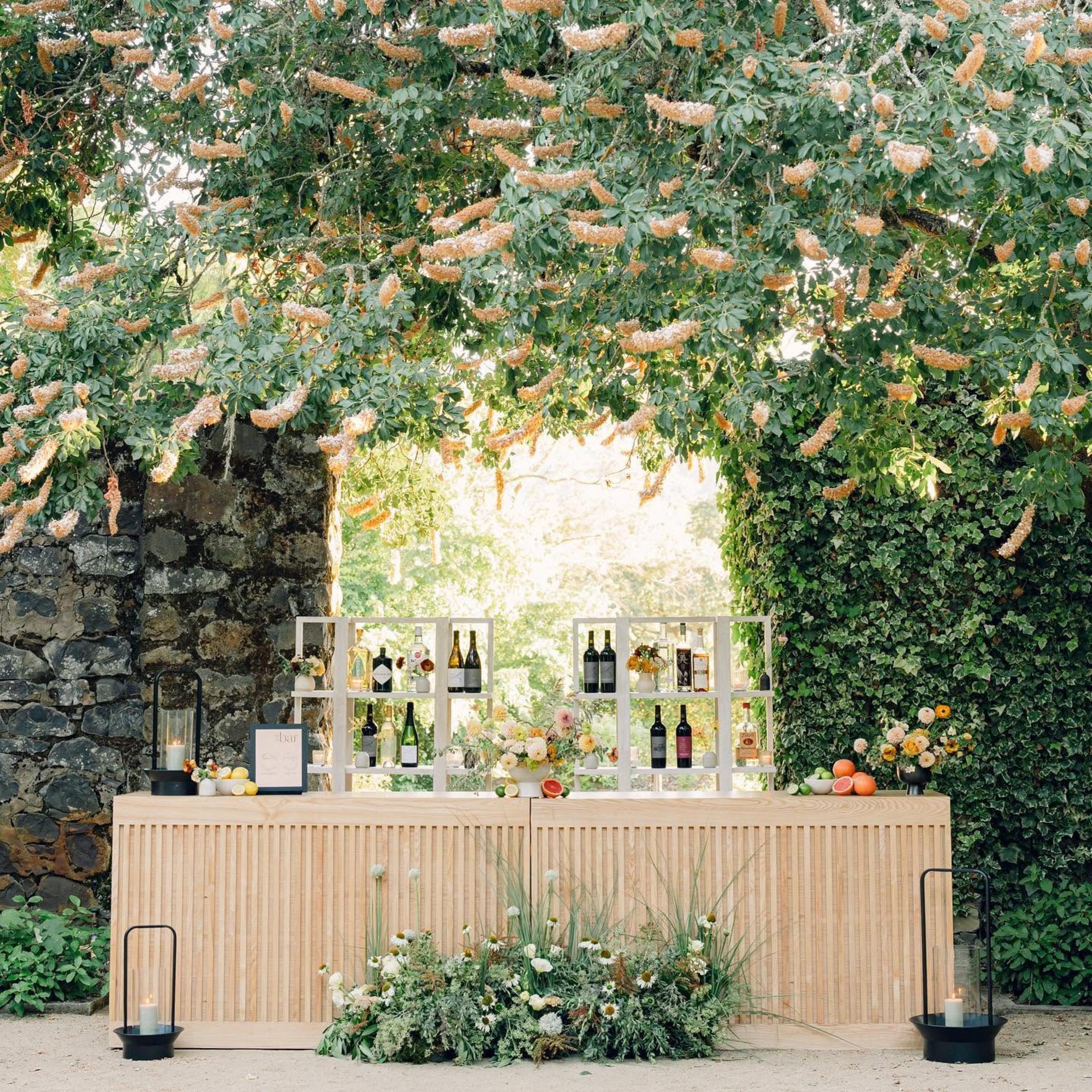 Scenic outdoor wine bar surrounded by greenery at Annadel Estate Winery in California