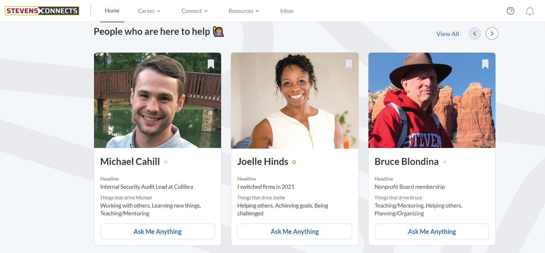 Connect directly with fellow alumni across generations and career fields with the click of a button. 