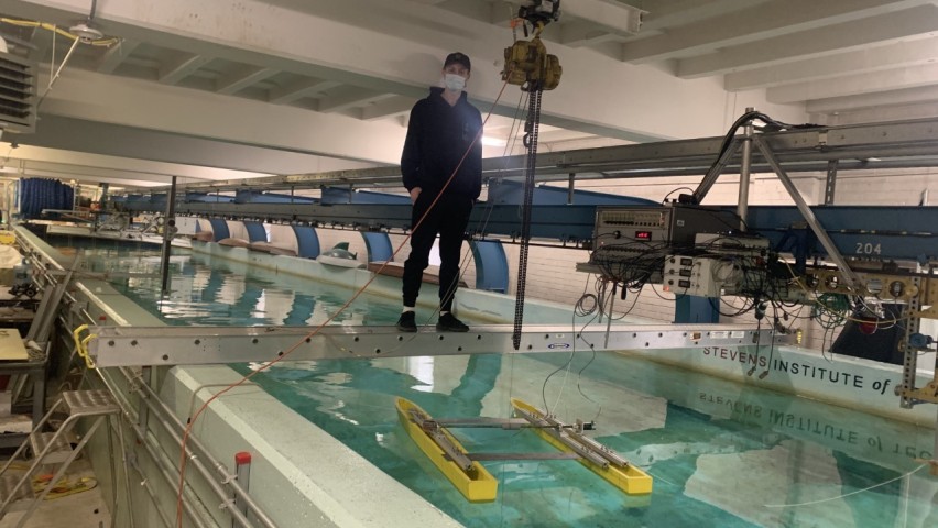 Tyler Brunqell with his engineering project