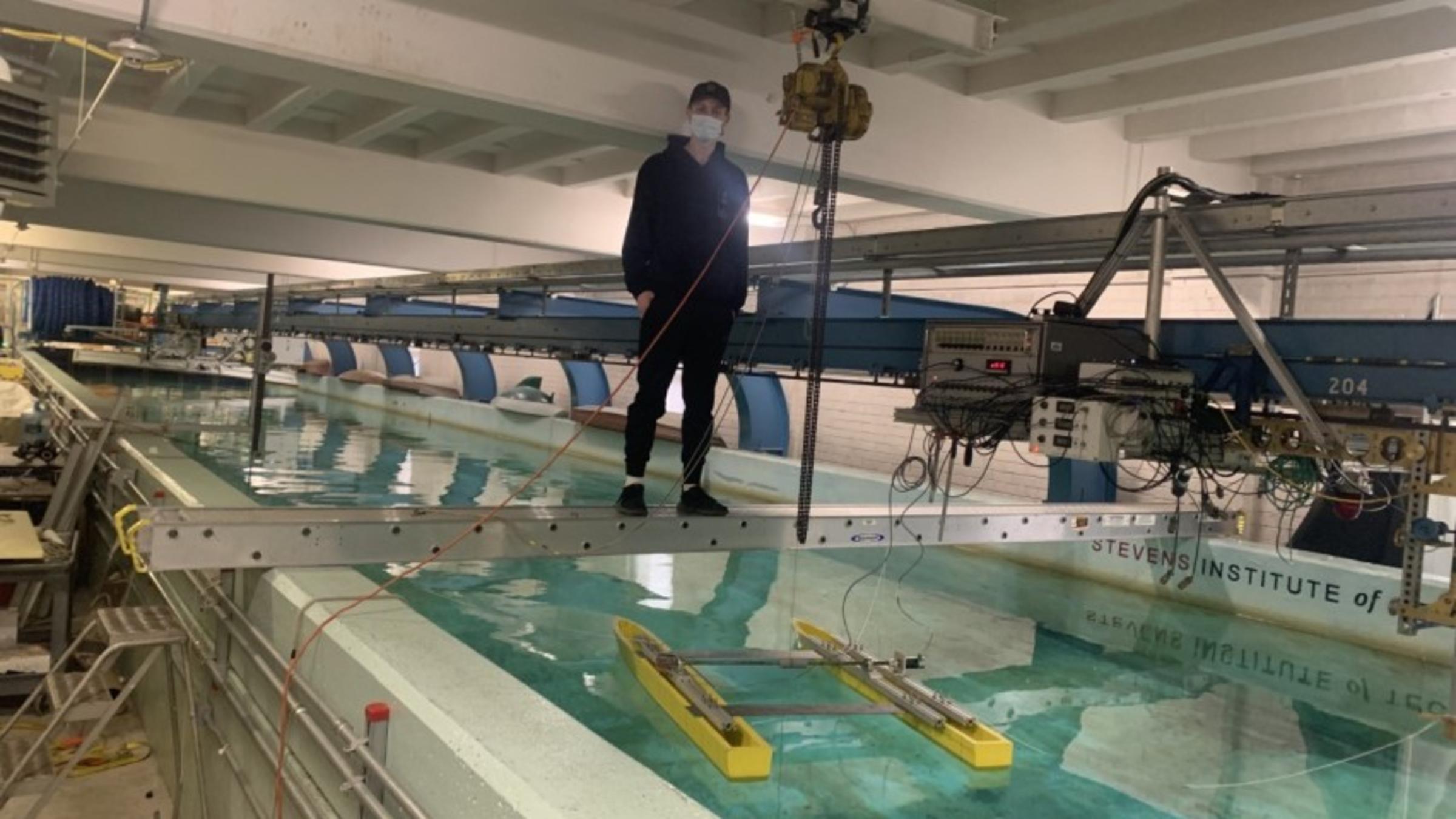 Tyler Brunqell with his engineering project