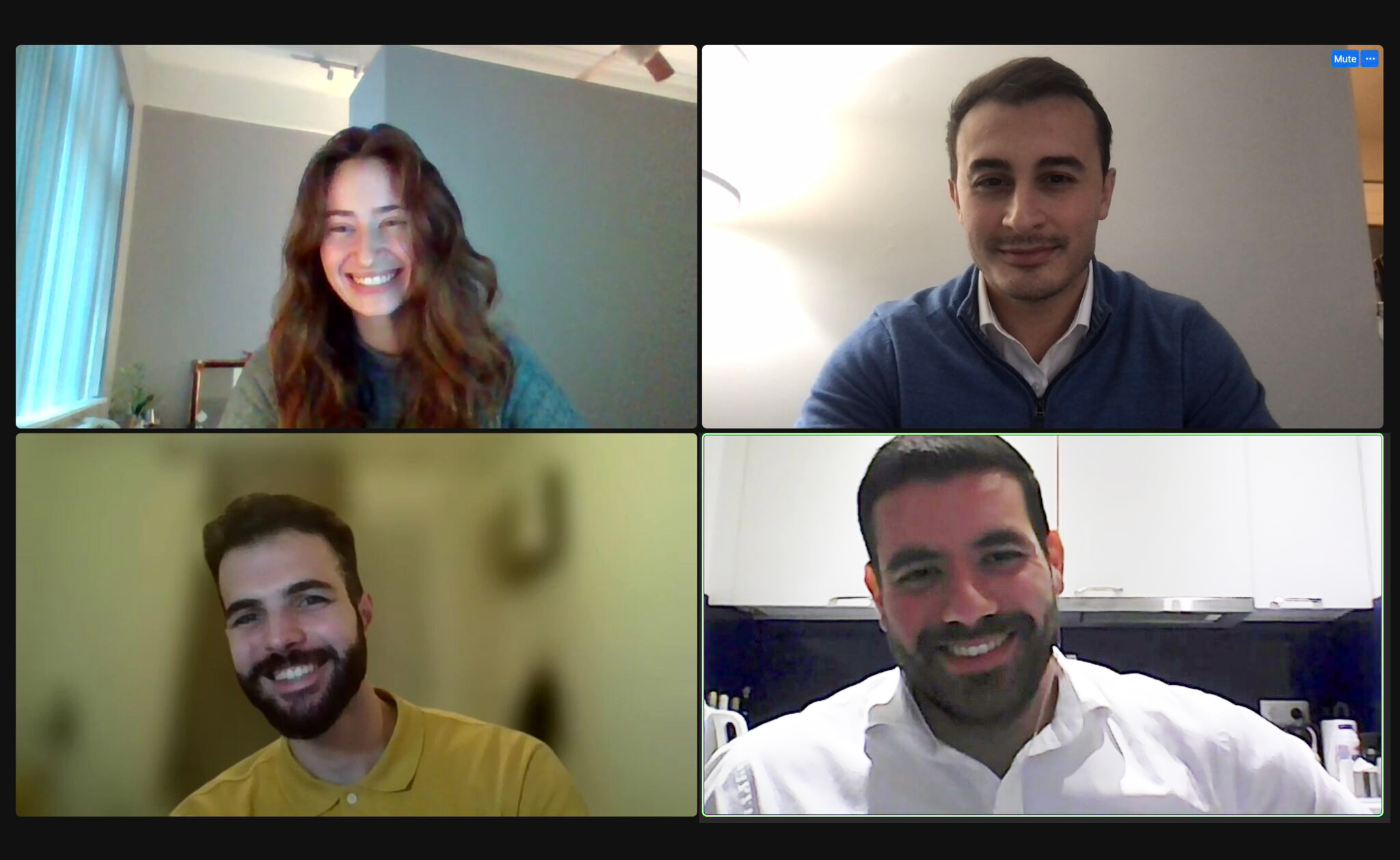 Team of students smiling on Zoom together