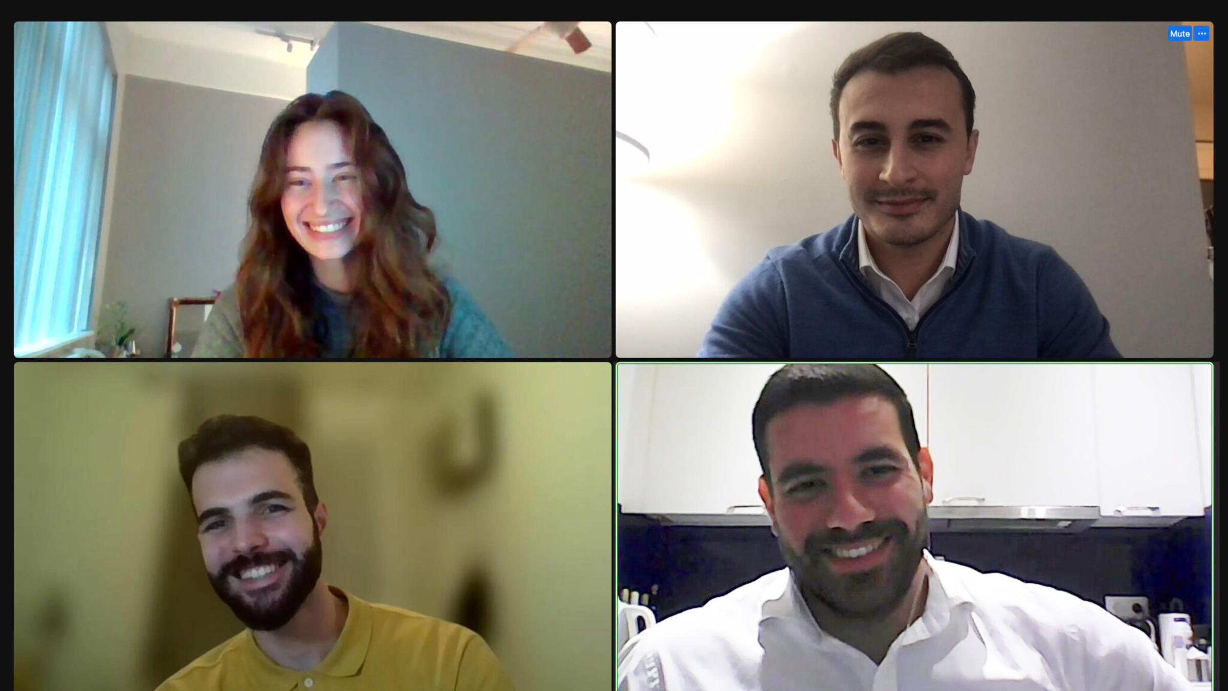 Team of students smiling on Zoom together