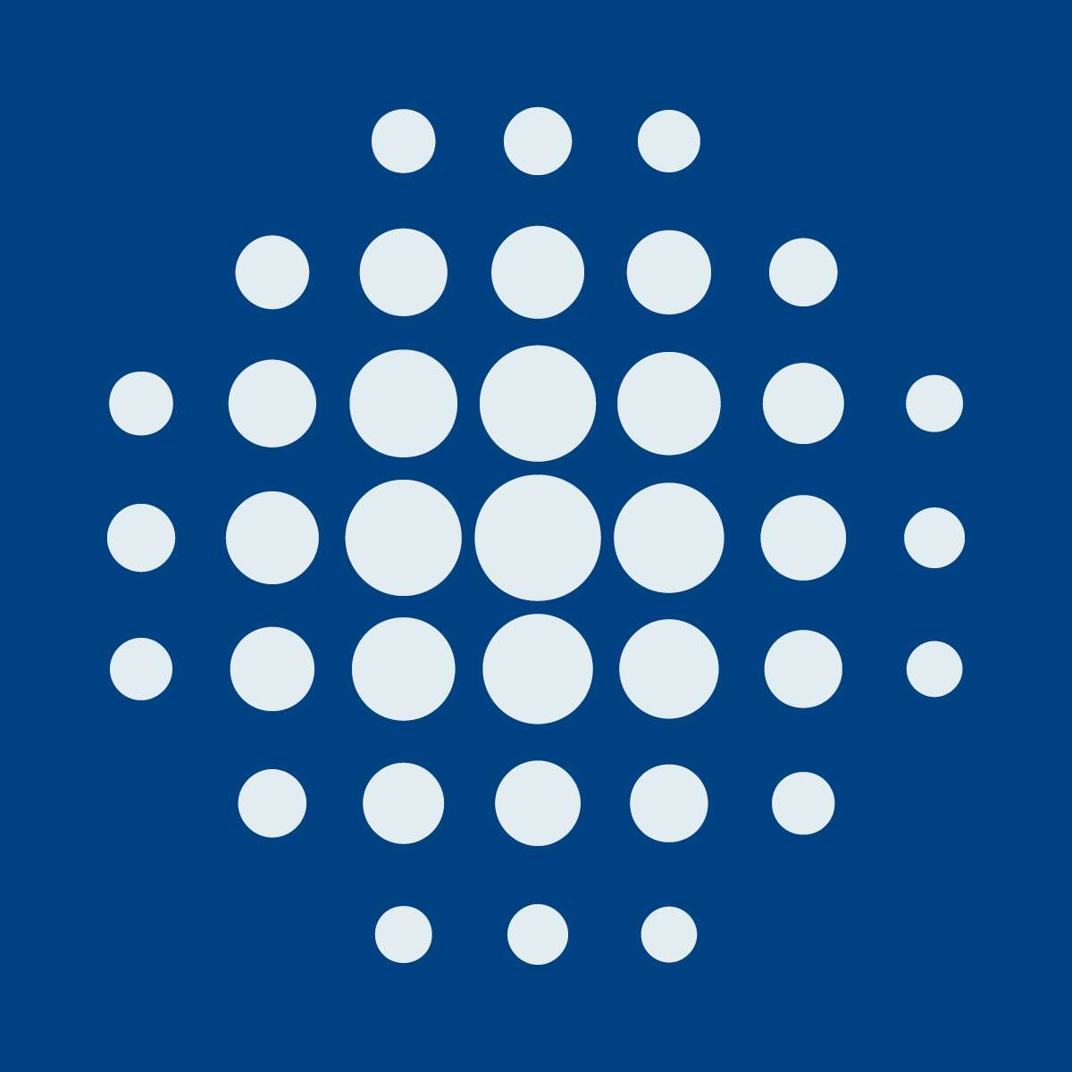 Abstract icon image of different size circles.