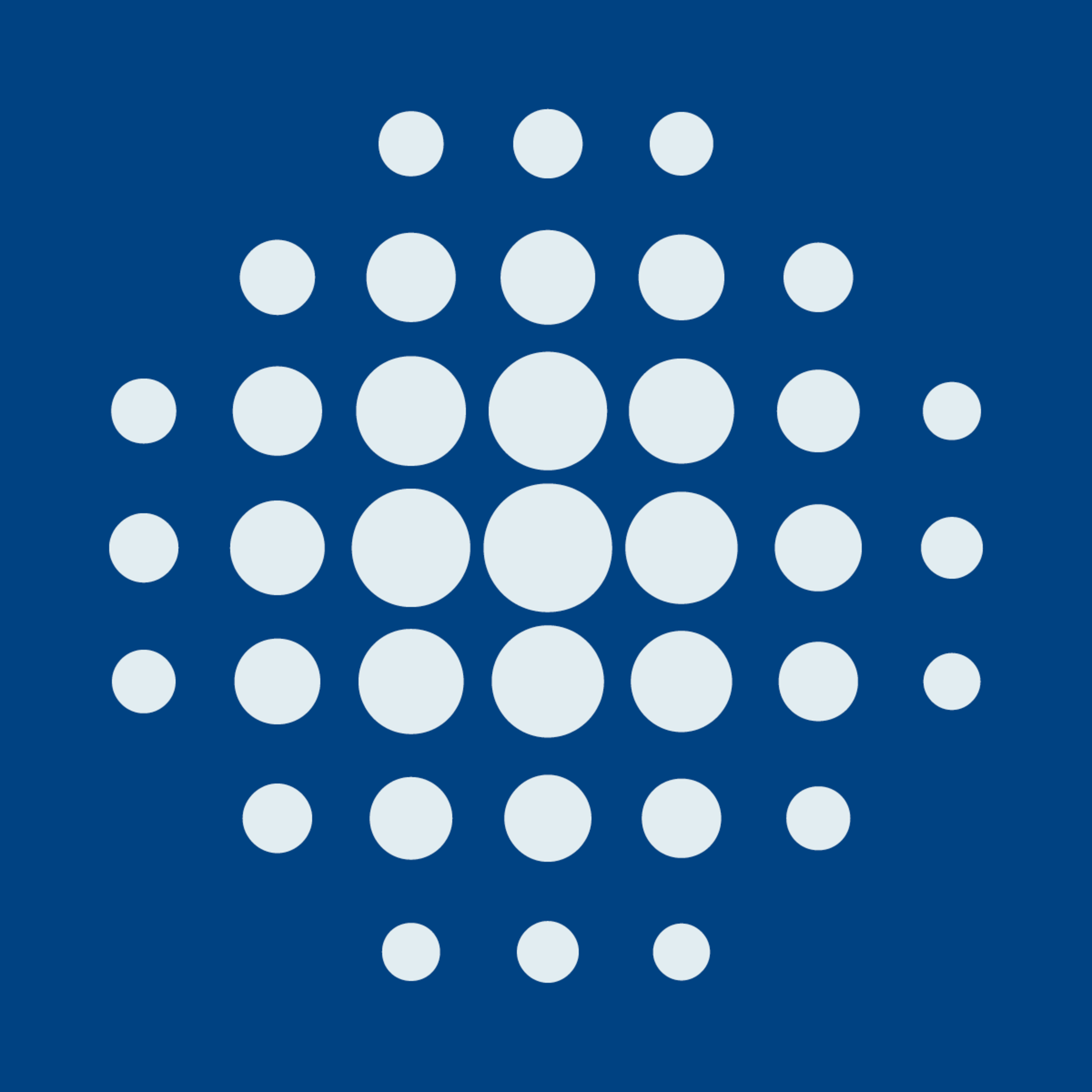 Abstract icon image of different size circles.