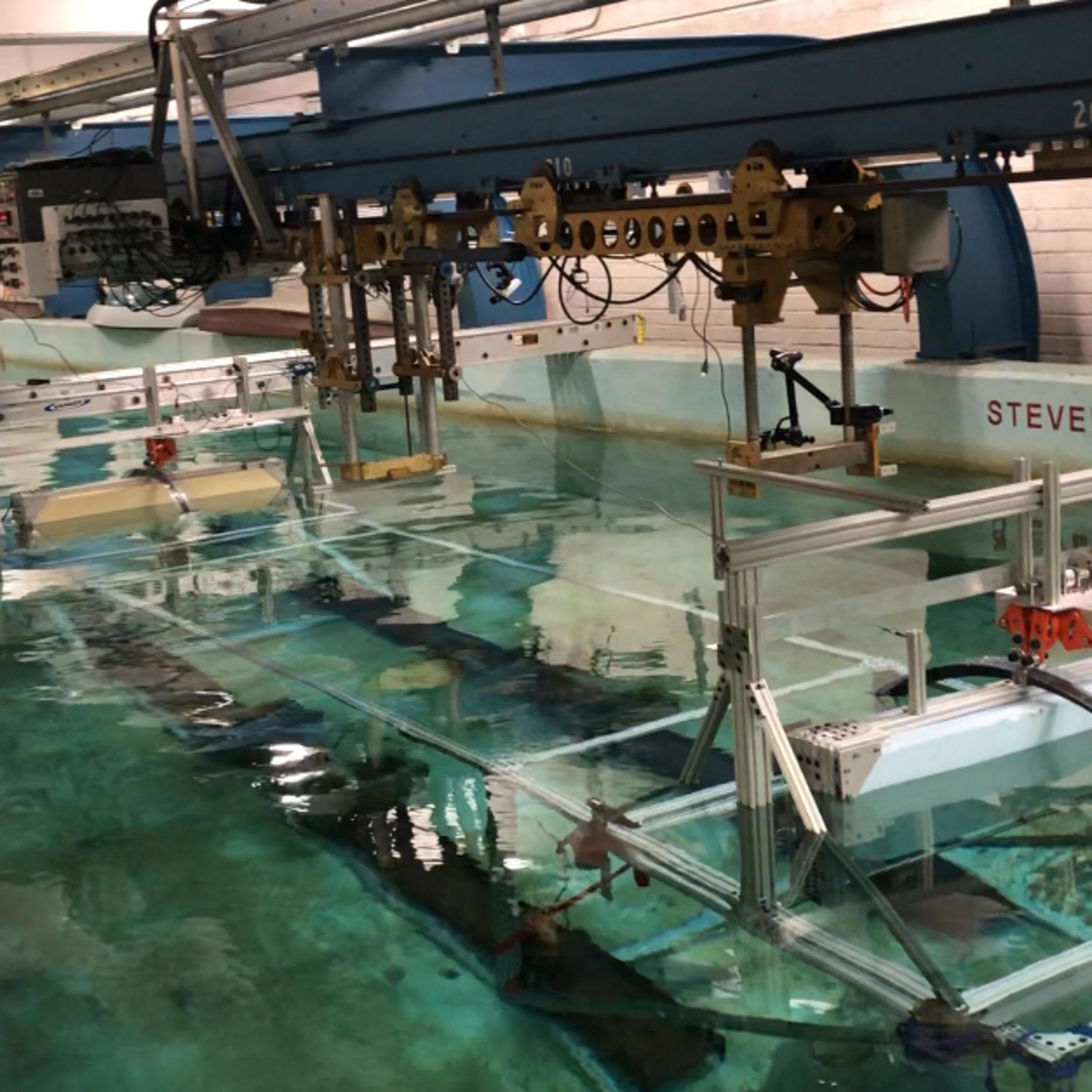 Wave energy converter being tested at the Davidson Lab