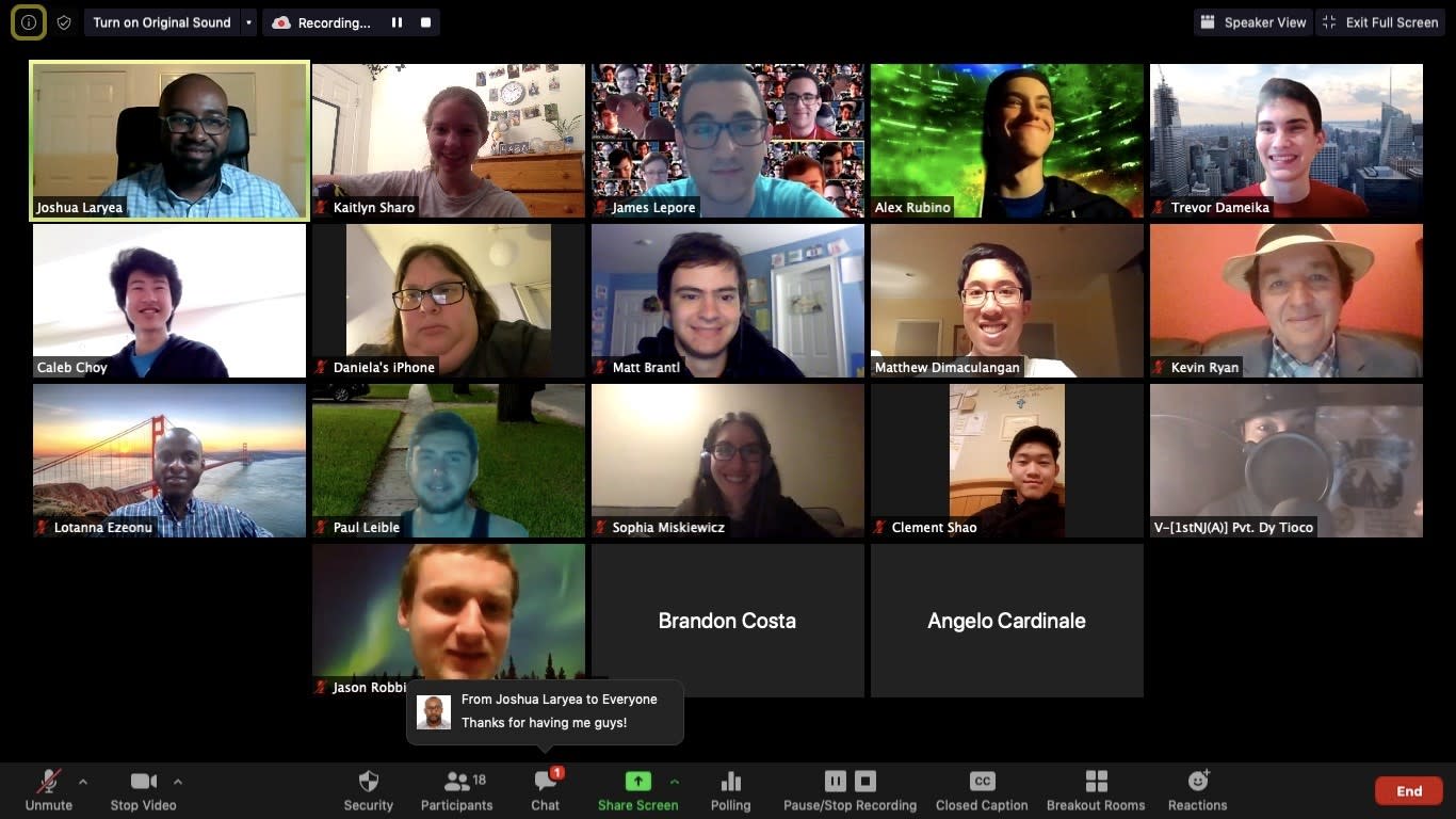 Screenshot from video conference call