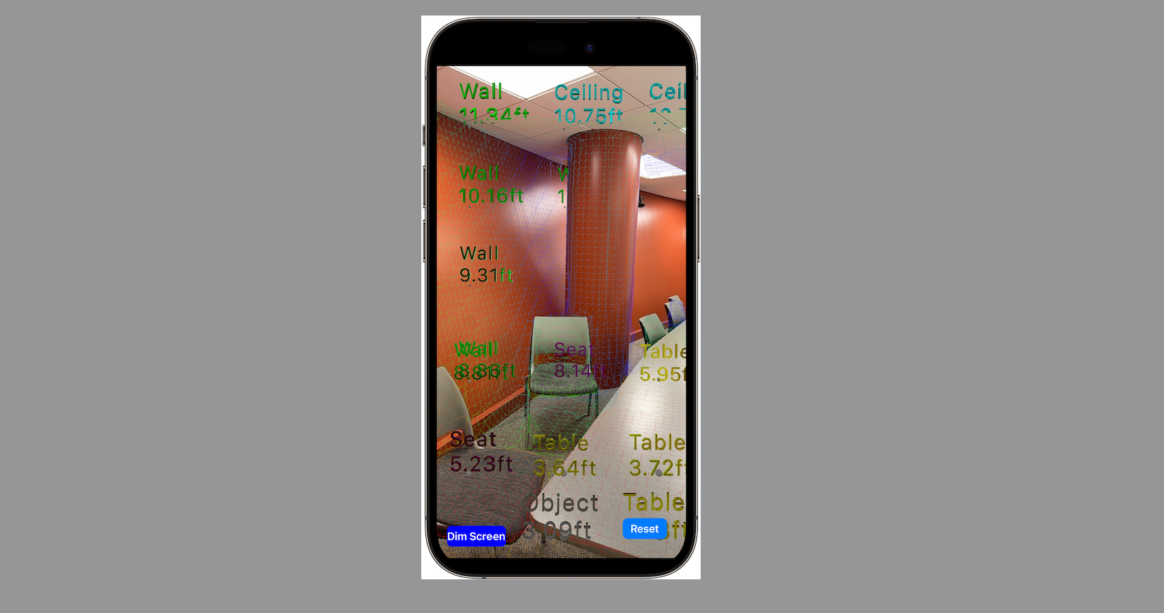 Screenshot of a smartphone application to help guide visually impaired pedestrians