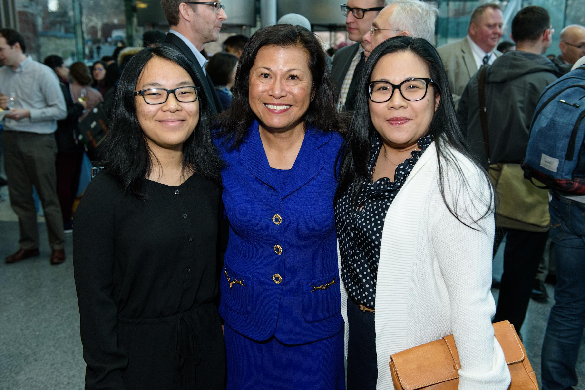 Dr. Mariano with students at post-lecture reception.
