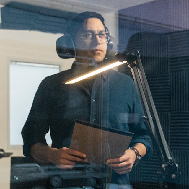 Daanish Maqbool monitors a wind tunnel test as part of an aircraft development program.