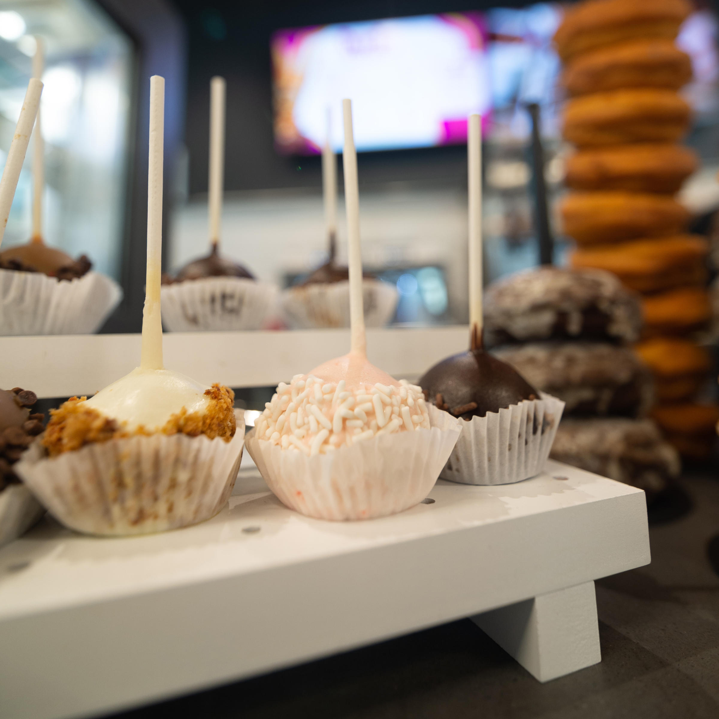Three delicious looking cake pops.