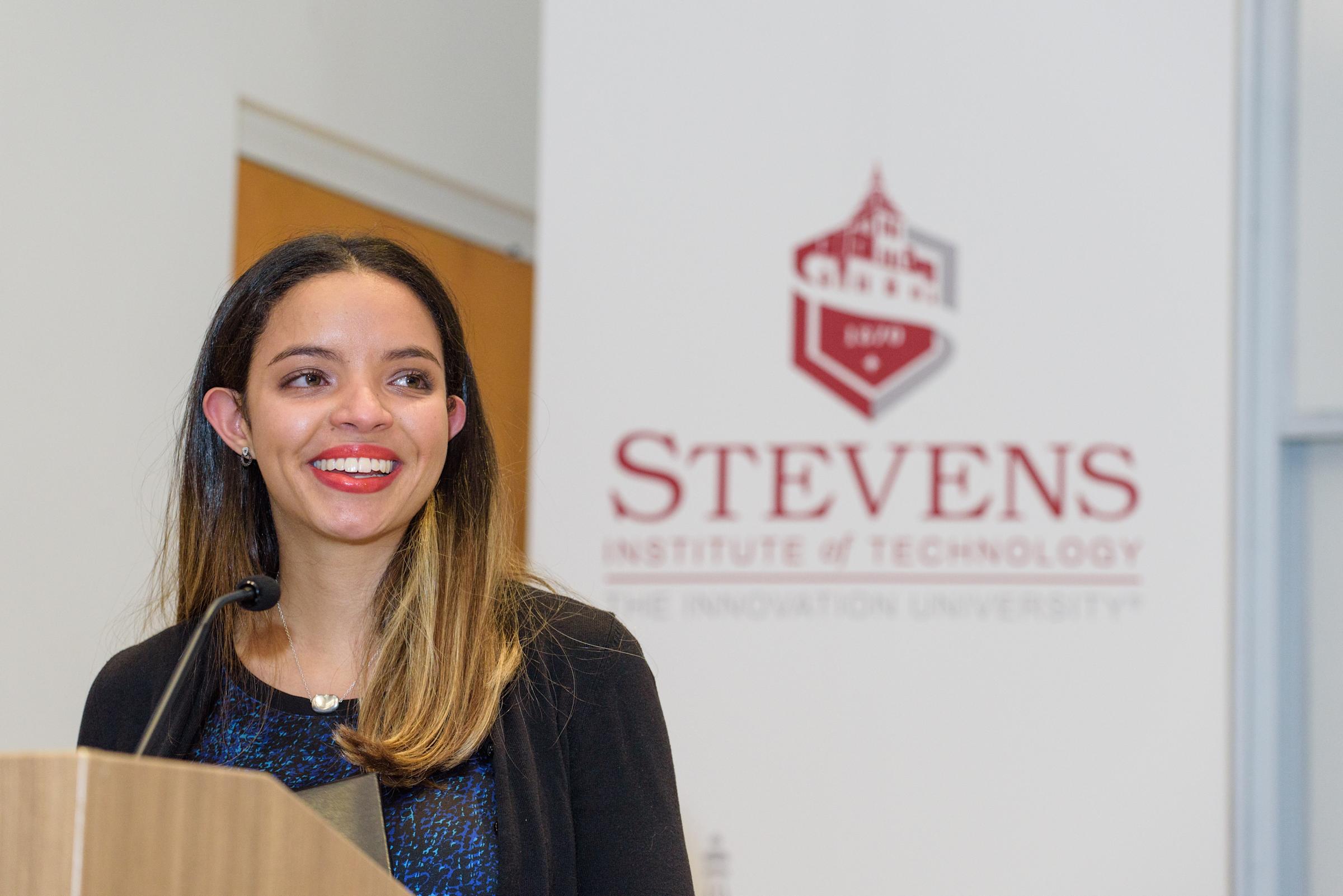 Melanie Caba accepting her award