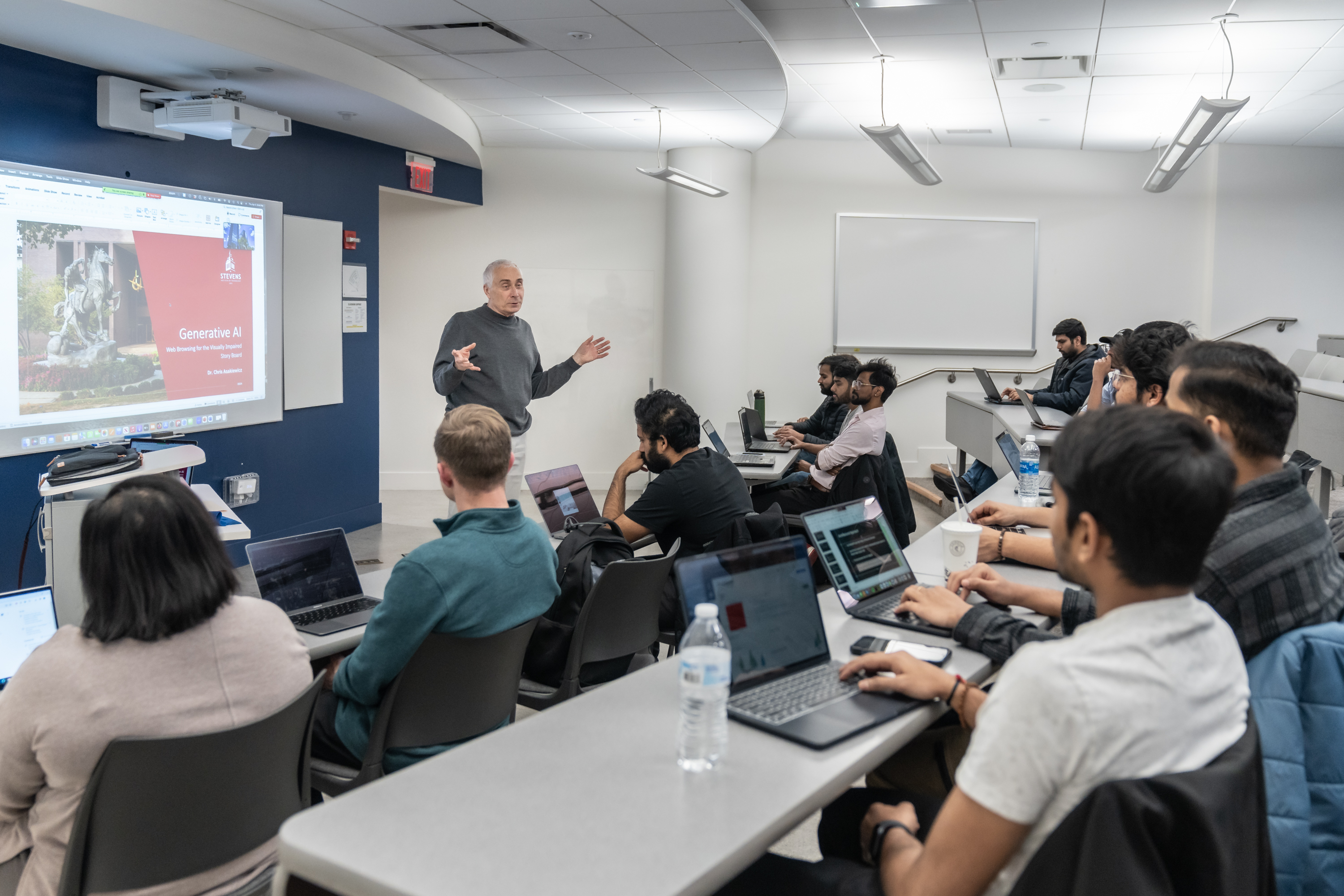 Professor teaching students in classroon