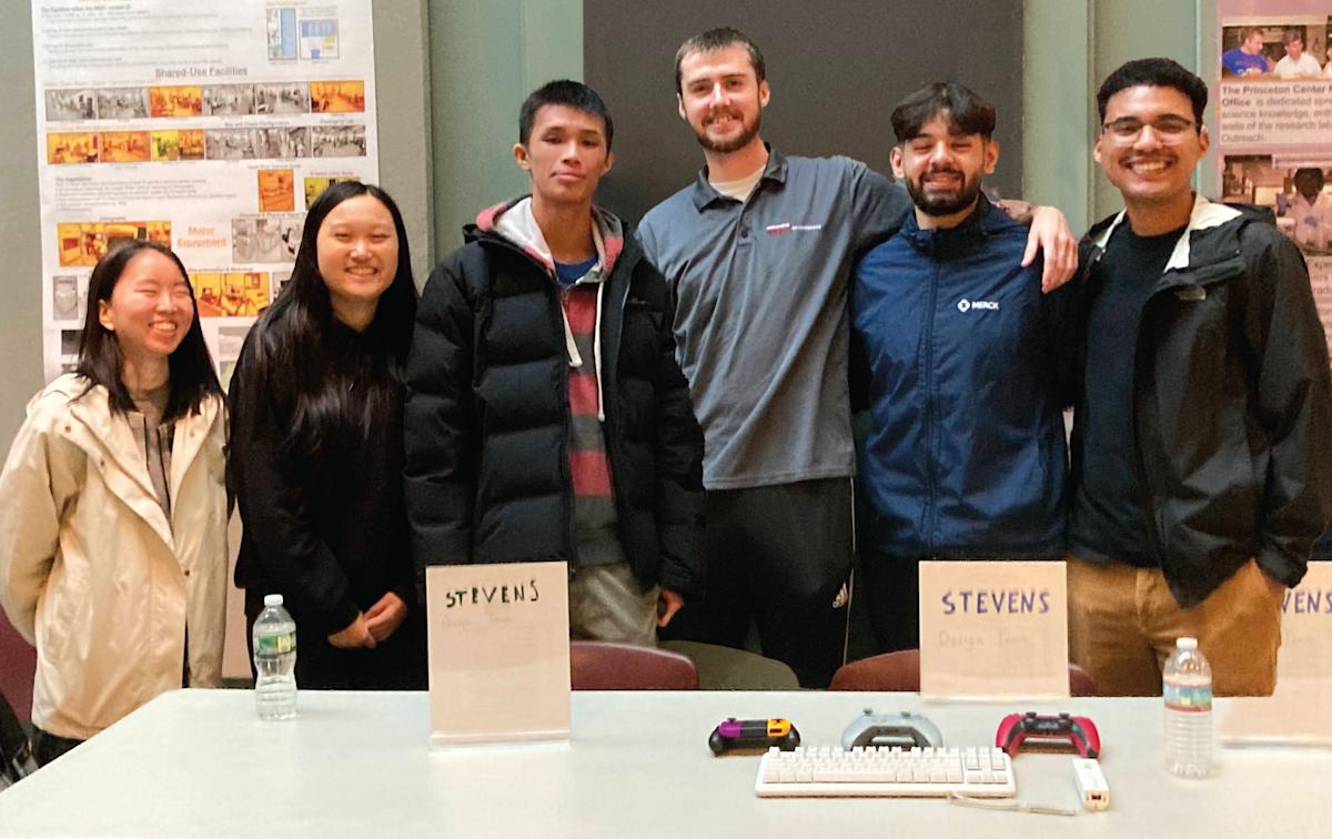 The six members of the Haptic Hero senior design team pose for a photo.
