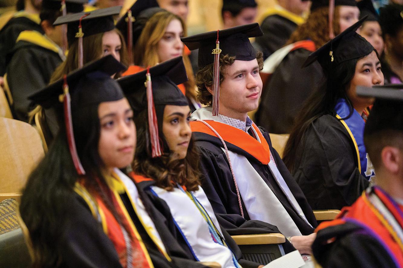 Stevens students in cap and gown.