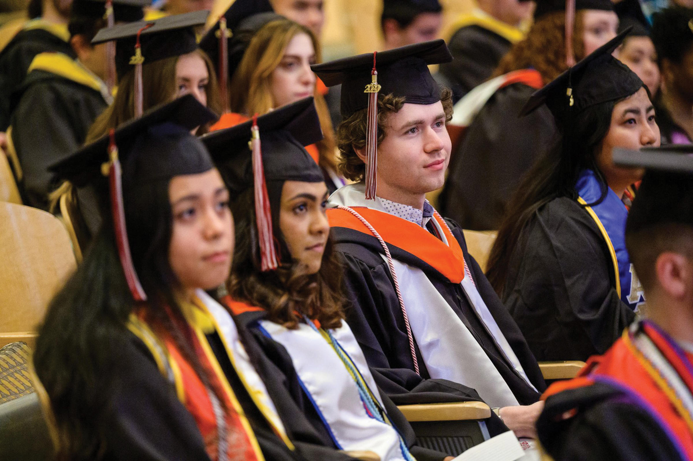 Stevens students in cap and gown.