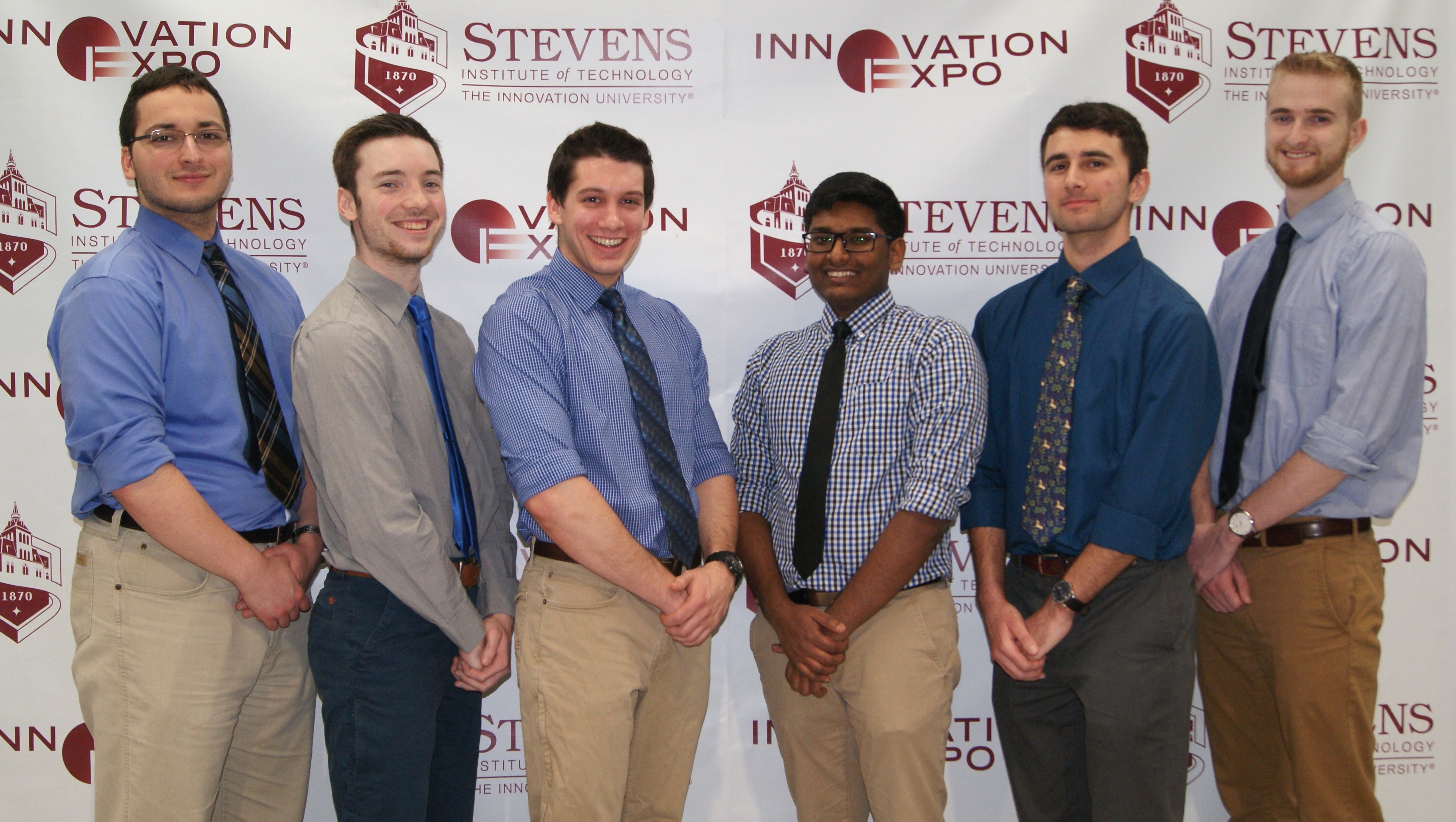 Stevens E.M. Spectrum Mapping team. From left to right: John Anticev, Gregory McNeil, Justin Holdridge, Arunvenkatesh Aruljothi, Michael Moschetti and Johnathan Grotke. CREDIT: Khamini Persaud.