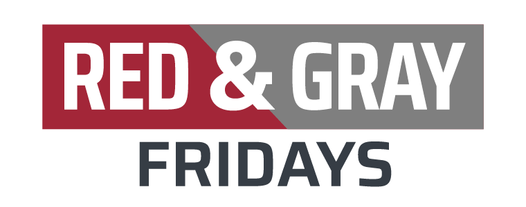 Red and Gray Fridays graphic logo