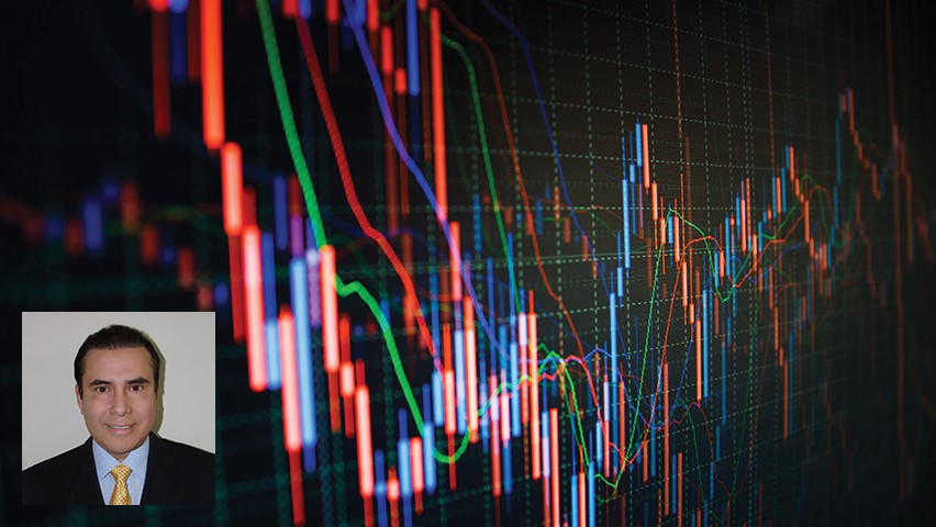Luis Ortega inset into a screen showing financial data.