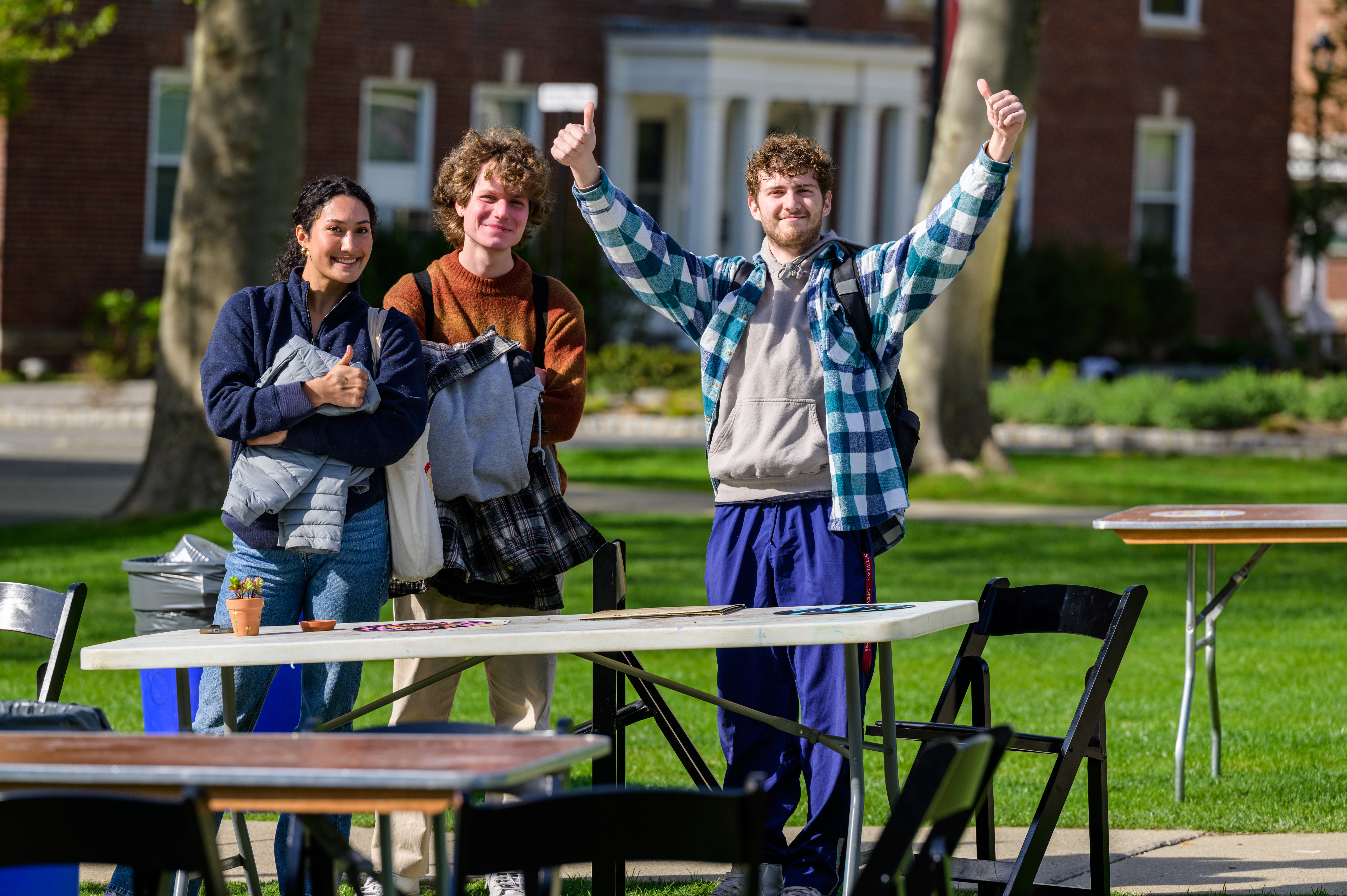 Happy students outside