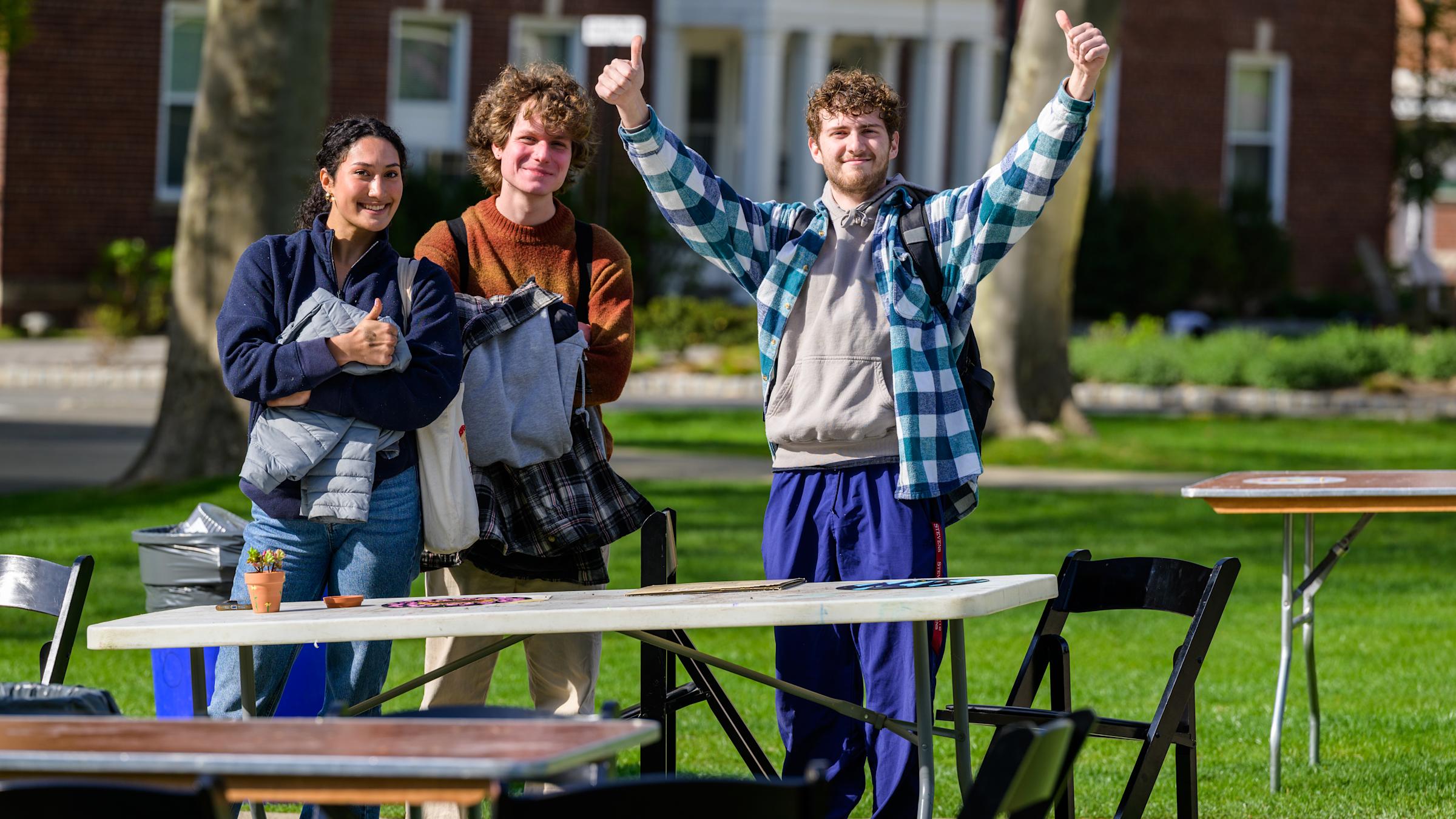 Happy students outside