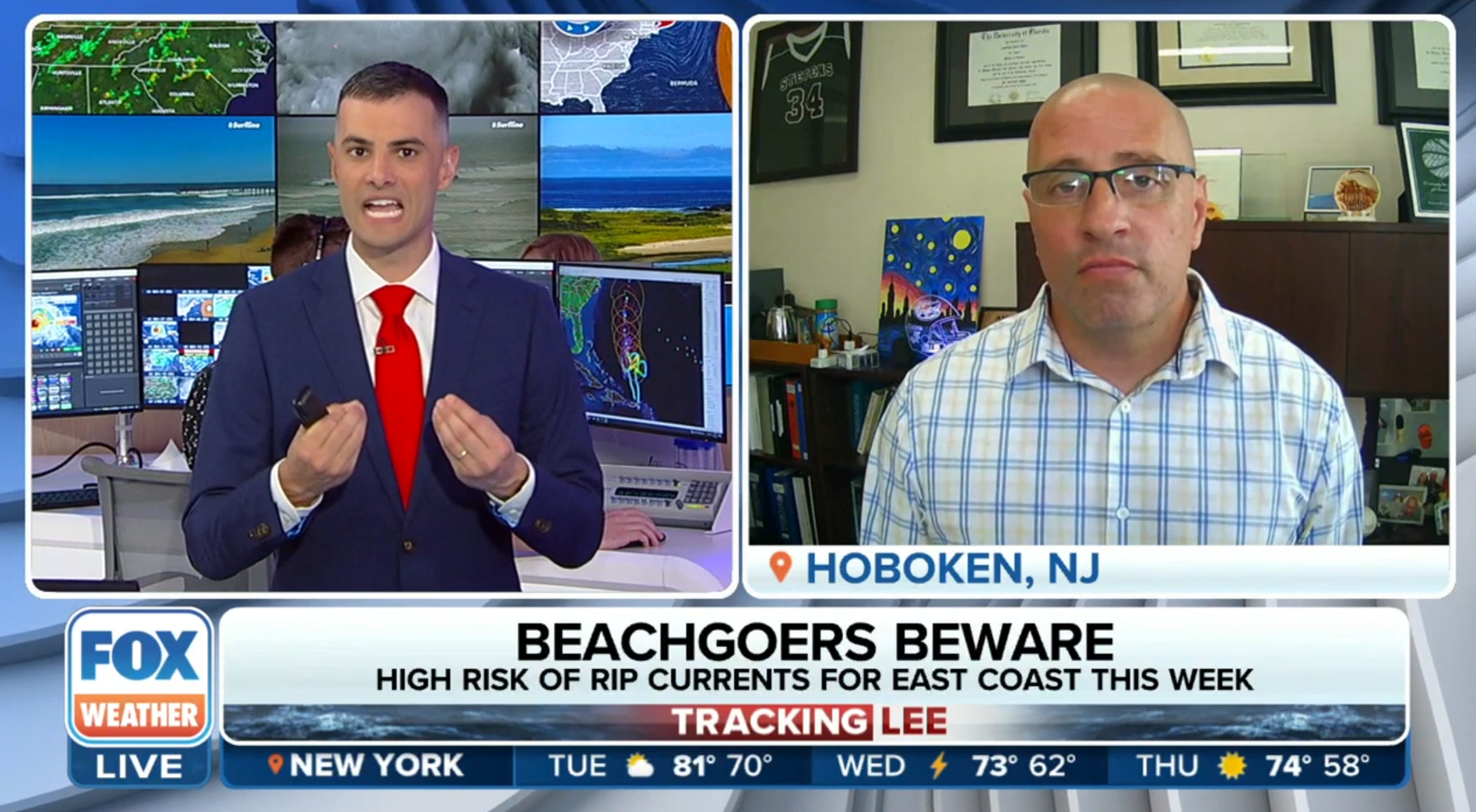 TV graphic about coastal erosion with Dr. Jon Miller