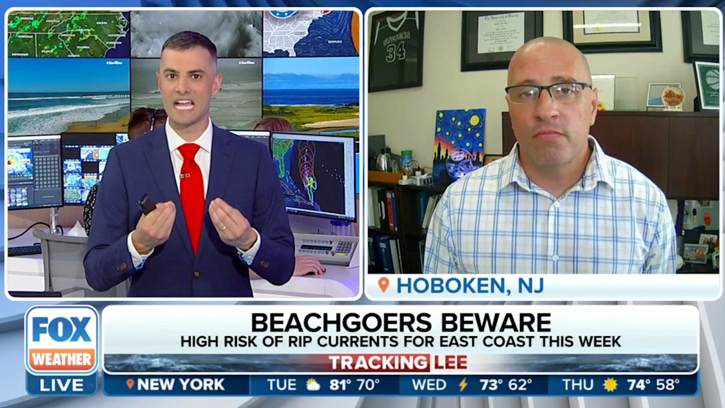 TV graphic about coastal erosion with Dr. Jon Miller