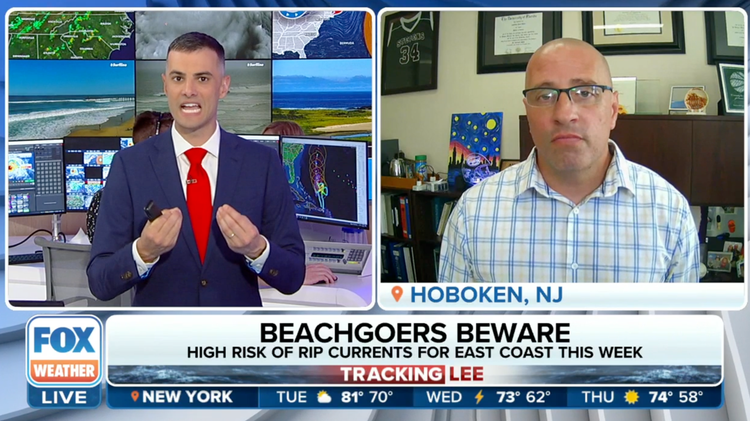 TV graphic about coastal erosion with Dr. Jon Miller