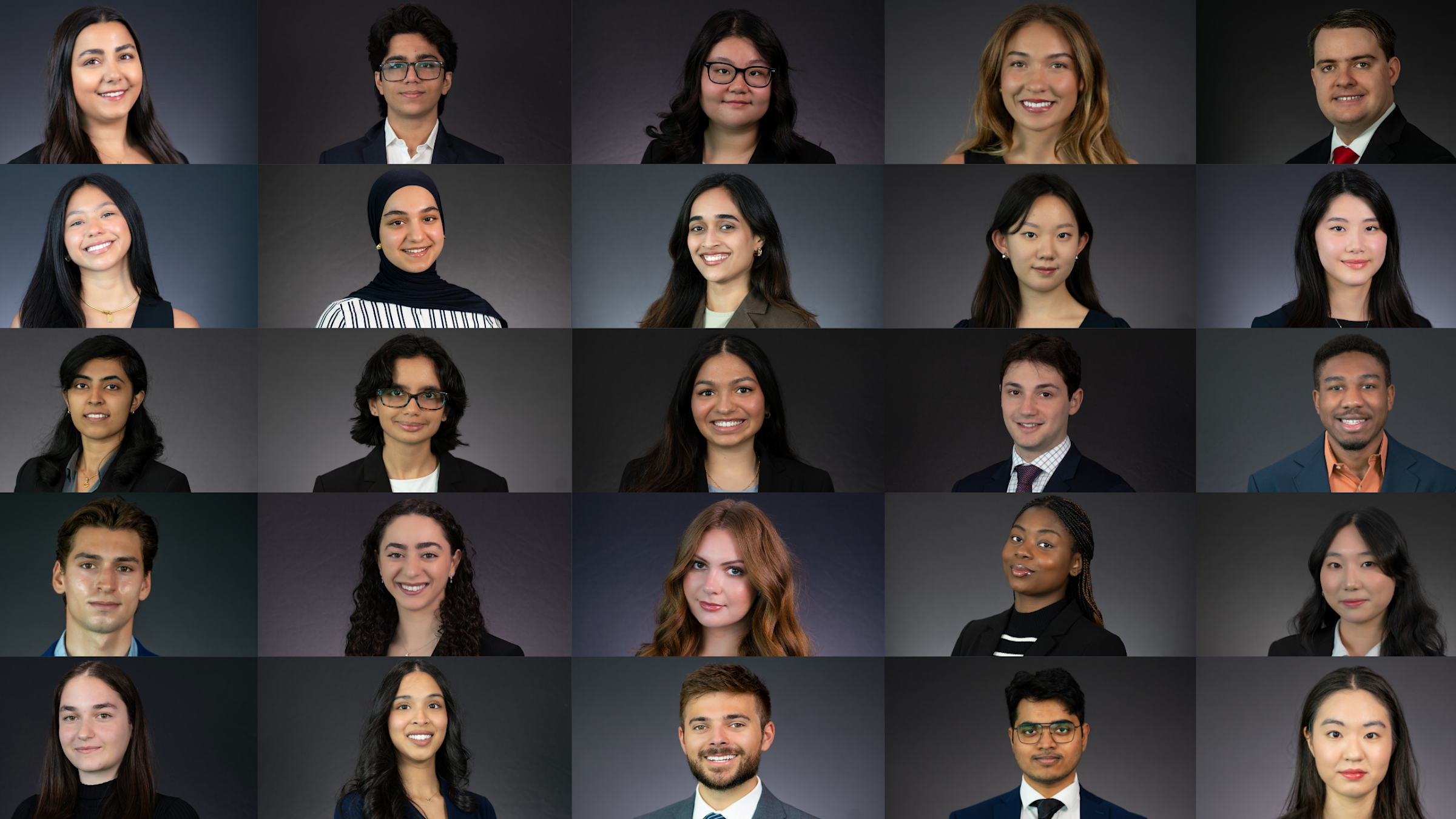 Collage Featuring all 25 Under 25 inaugural honorees wearing professional attire