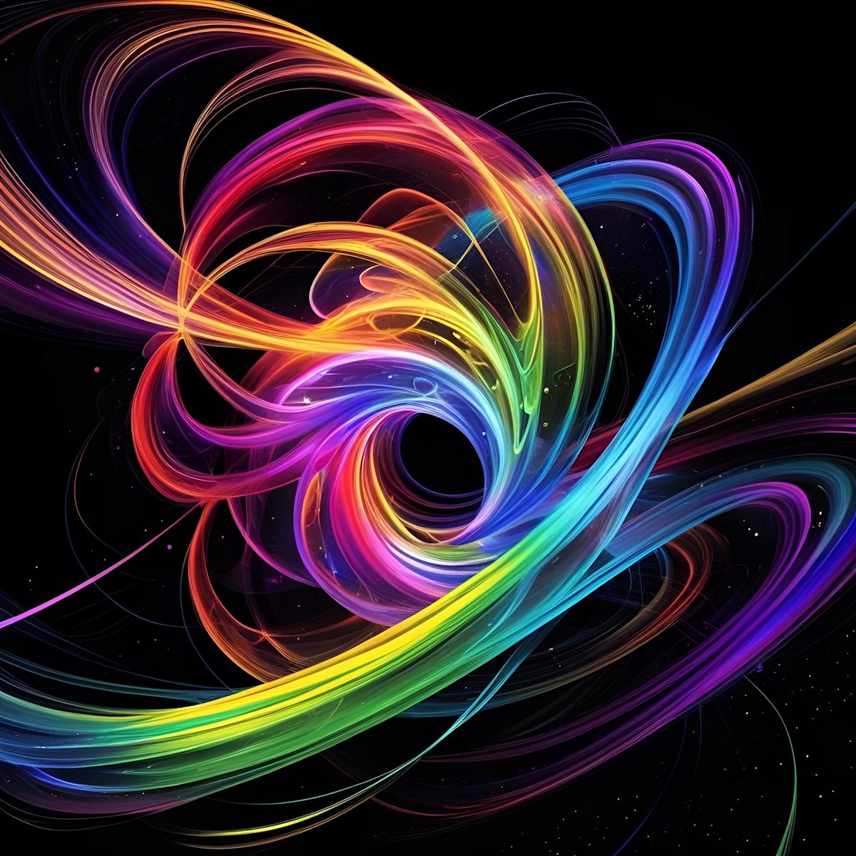 swirling colored lines, representing quantum science