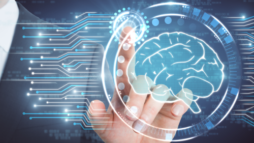 finger pointing to brain illustration 