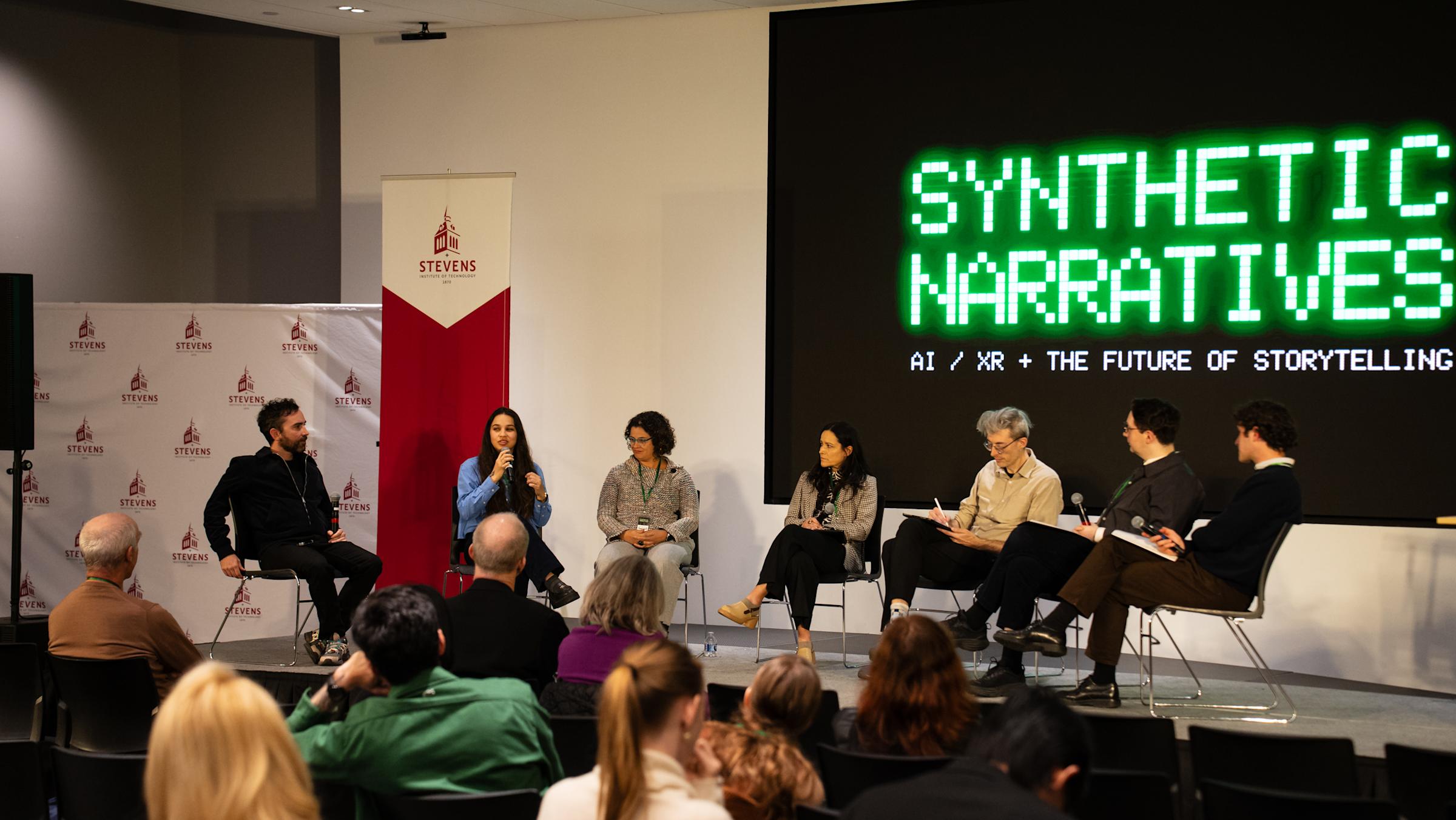 Group discussion during Synthetic Narratives symposium
