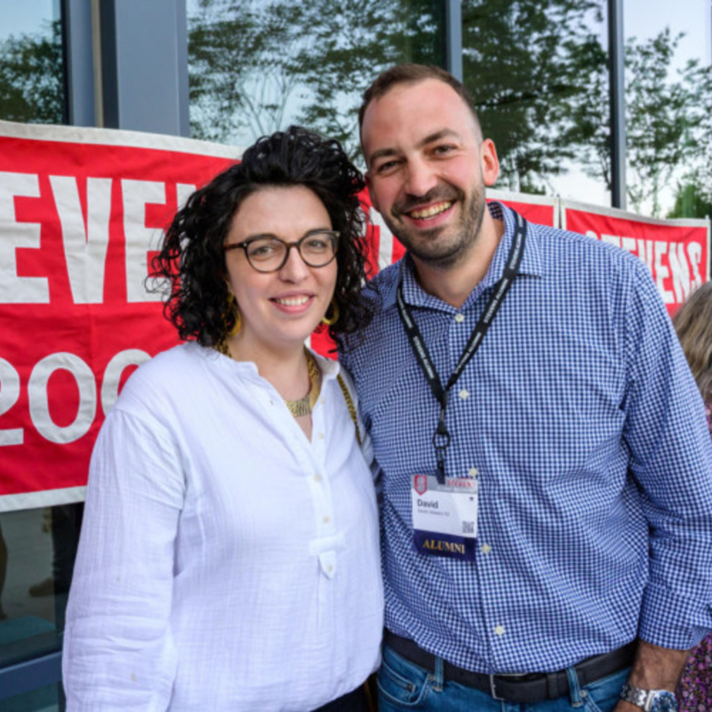 Vicky and David Velasco smile at Alumni Weekend 2022