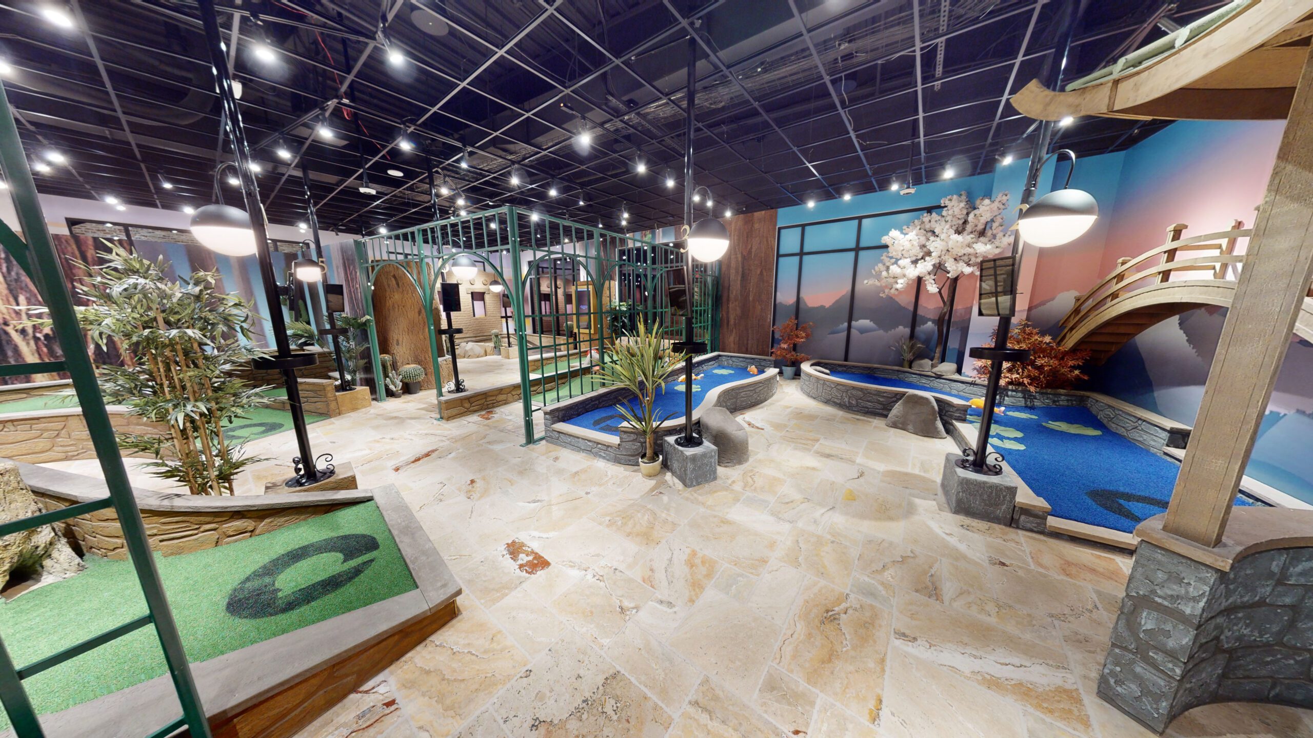 Interior of mini golf courses at Puttery in Houston, Texas