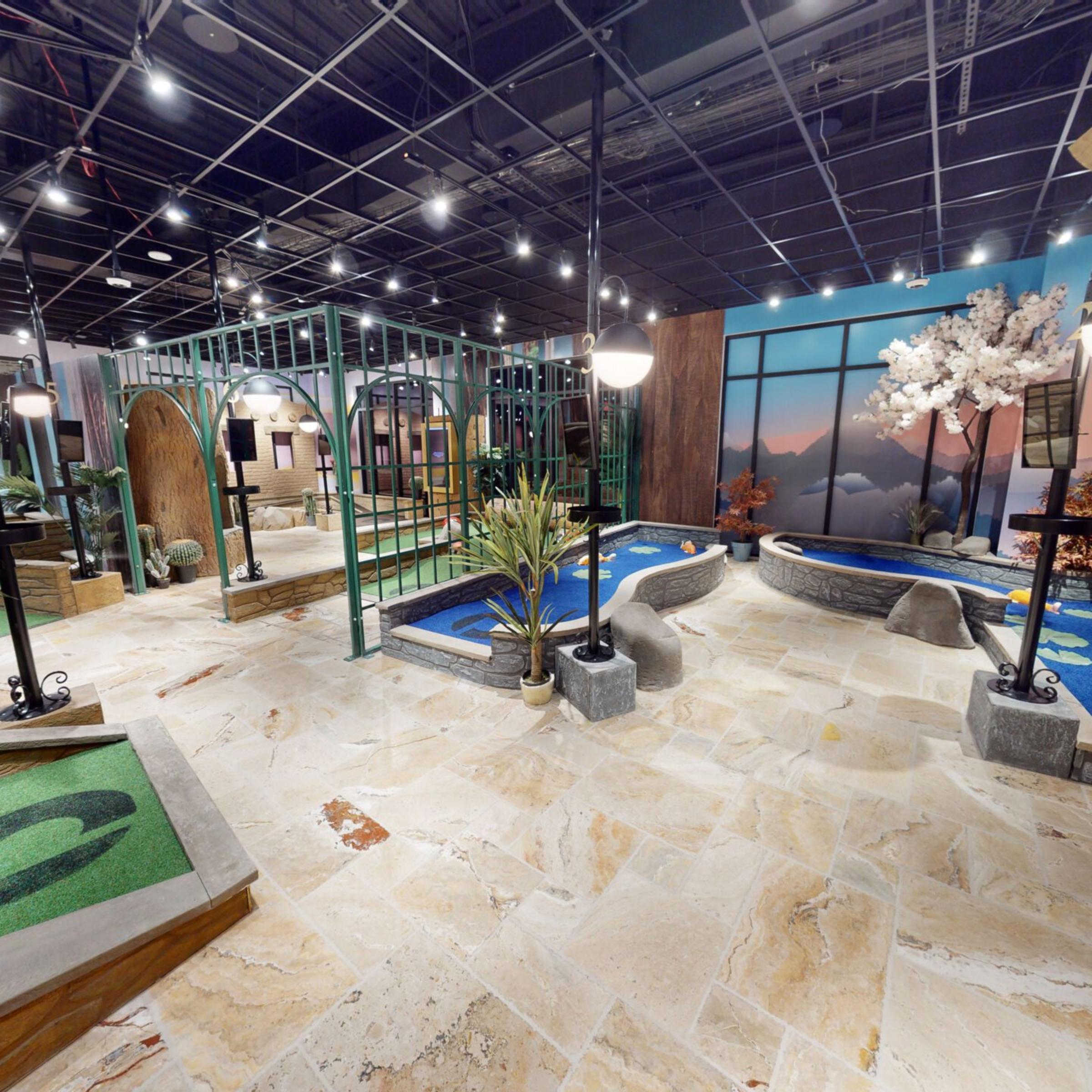Interior of mini golf courses at Puttery in Houston, Texas