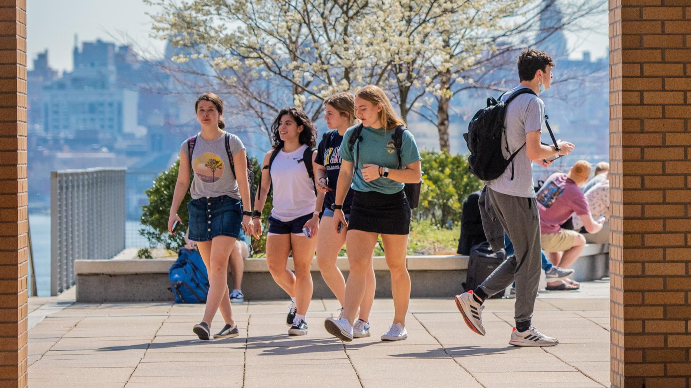 Stevens Students walking at Babbio