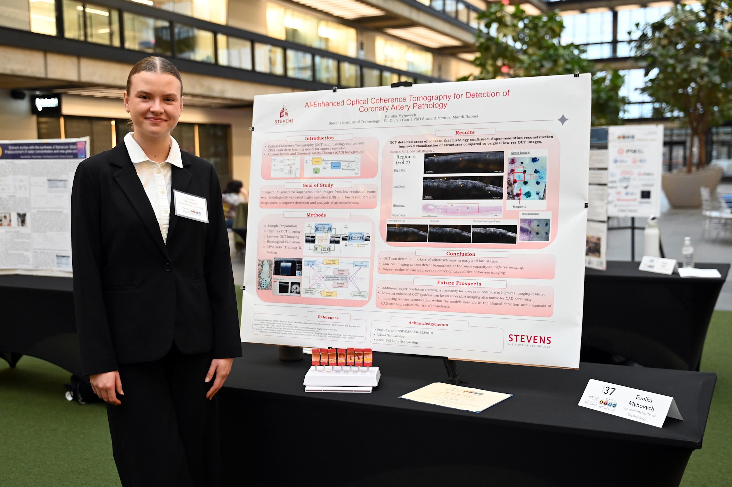 Evnika Myhovych ’28 at ICUNJ Research Symposium 2026