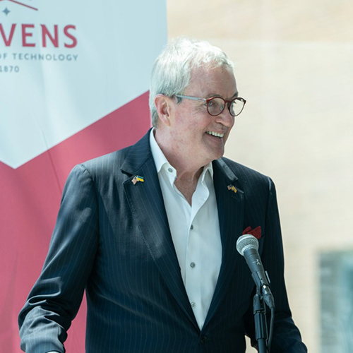 New Jersey Govenor Phil Murphy announcing NJ FAST in the atrium of the Stevens School of Business