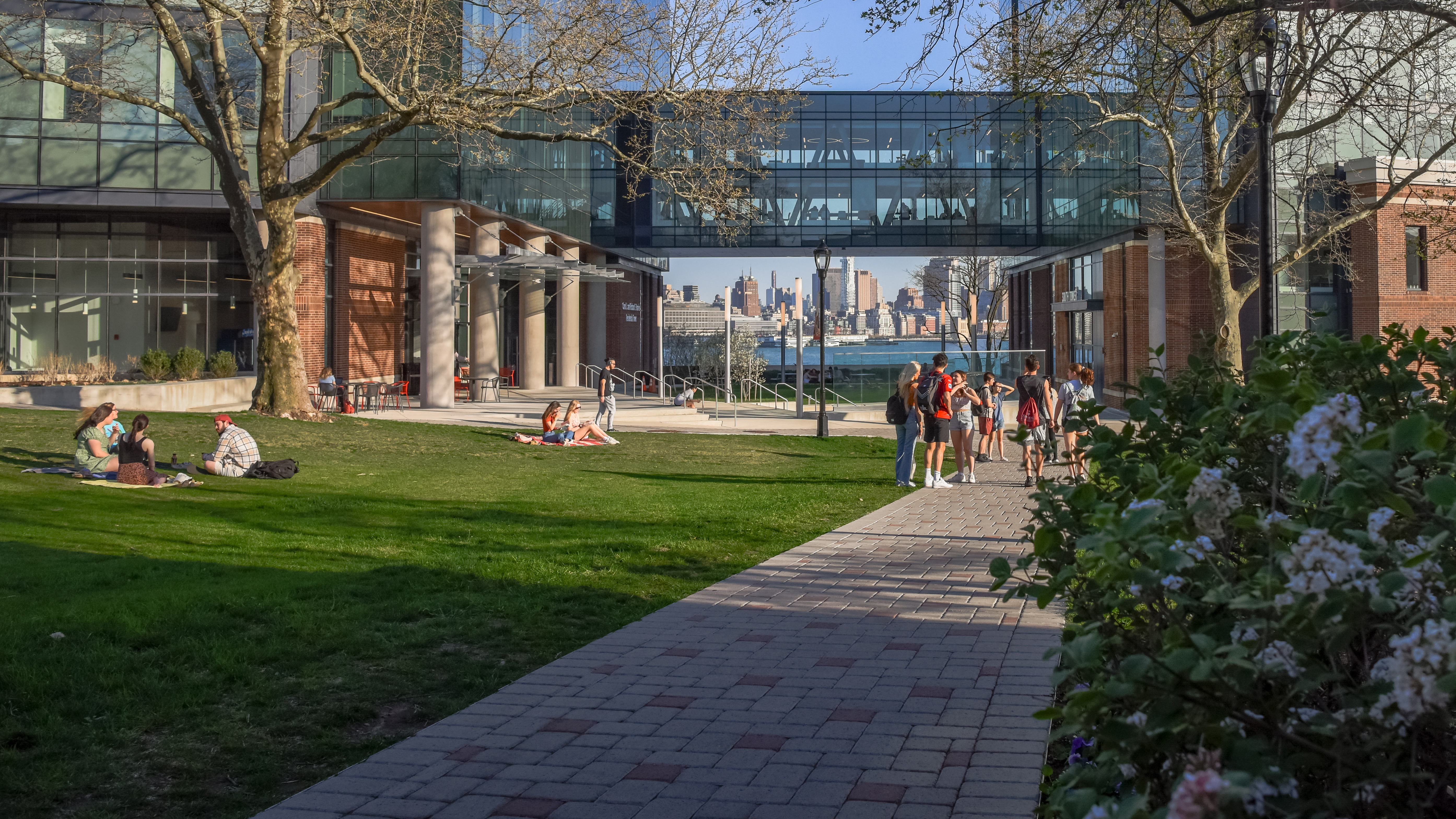 Students walking on campus 