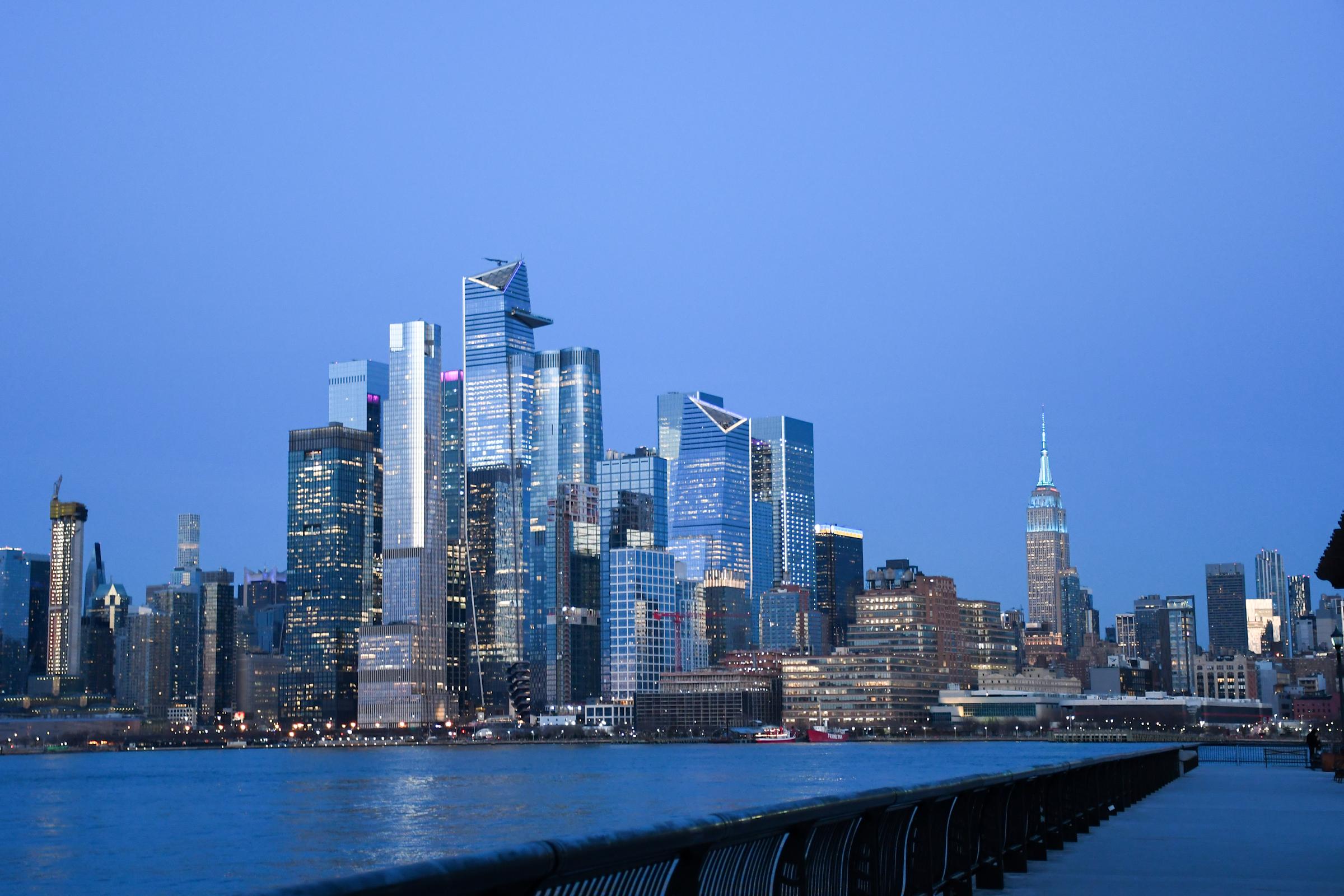 New York city skyline at dusk