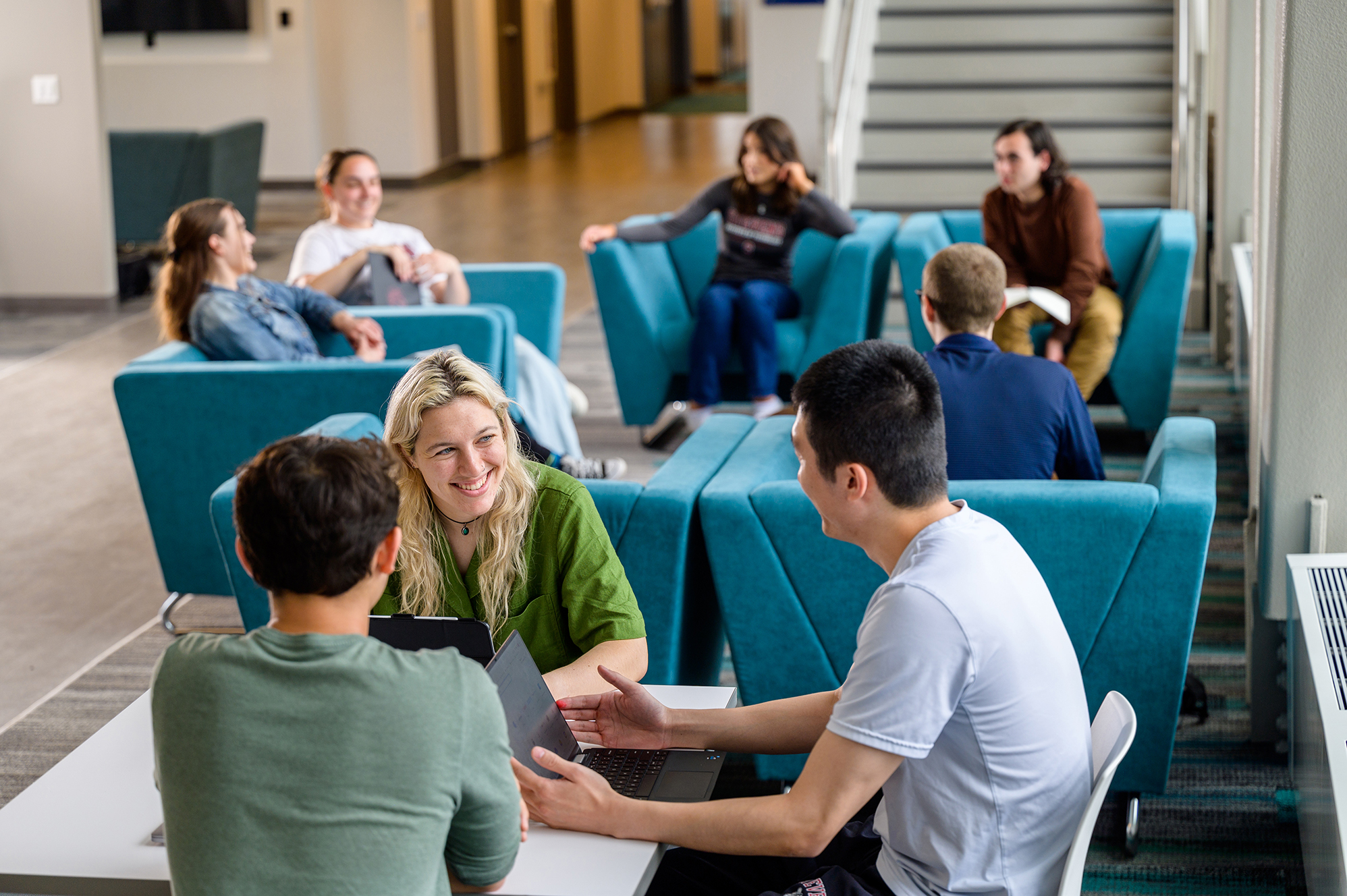 Students sitting and talking in the UCC