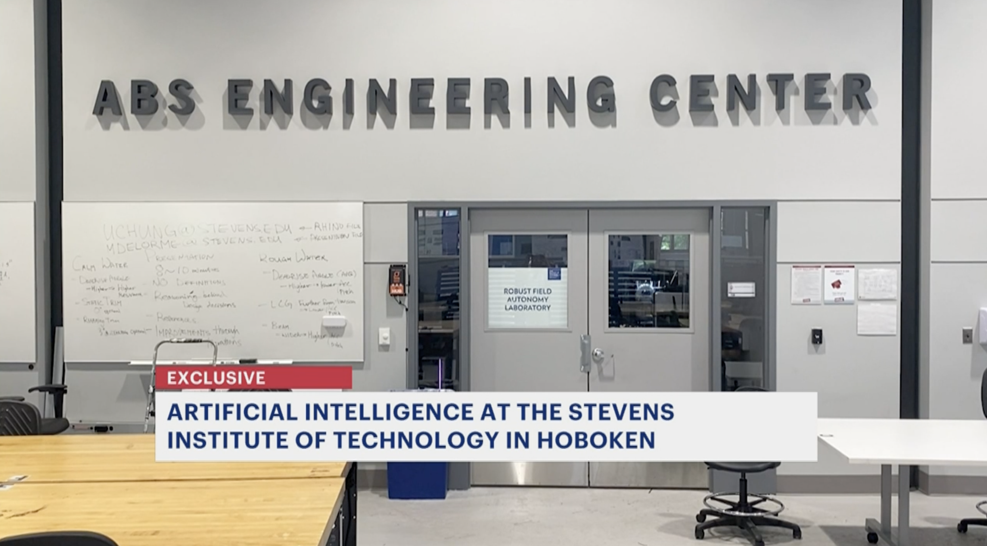 Still from News 12 exclusive report: ABS Engineering Center at Stevens Institute of Technology